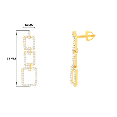 22k Yellow Cubic Zirconia Dangling Fancy Earrings with gold weight of 6.1g