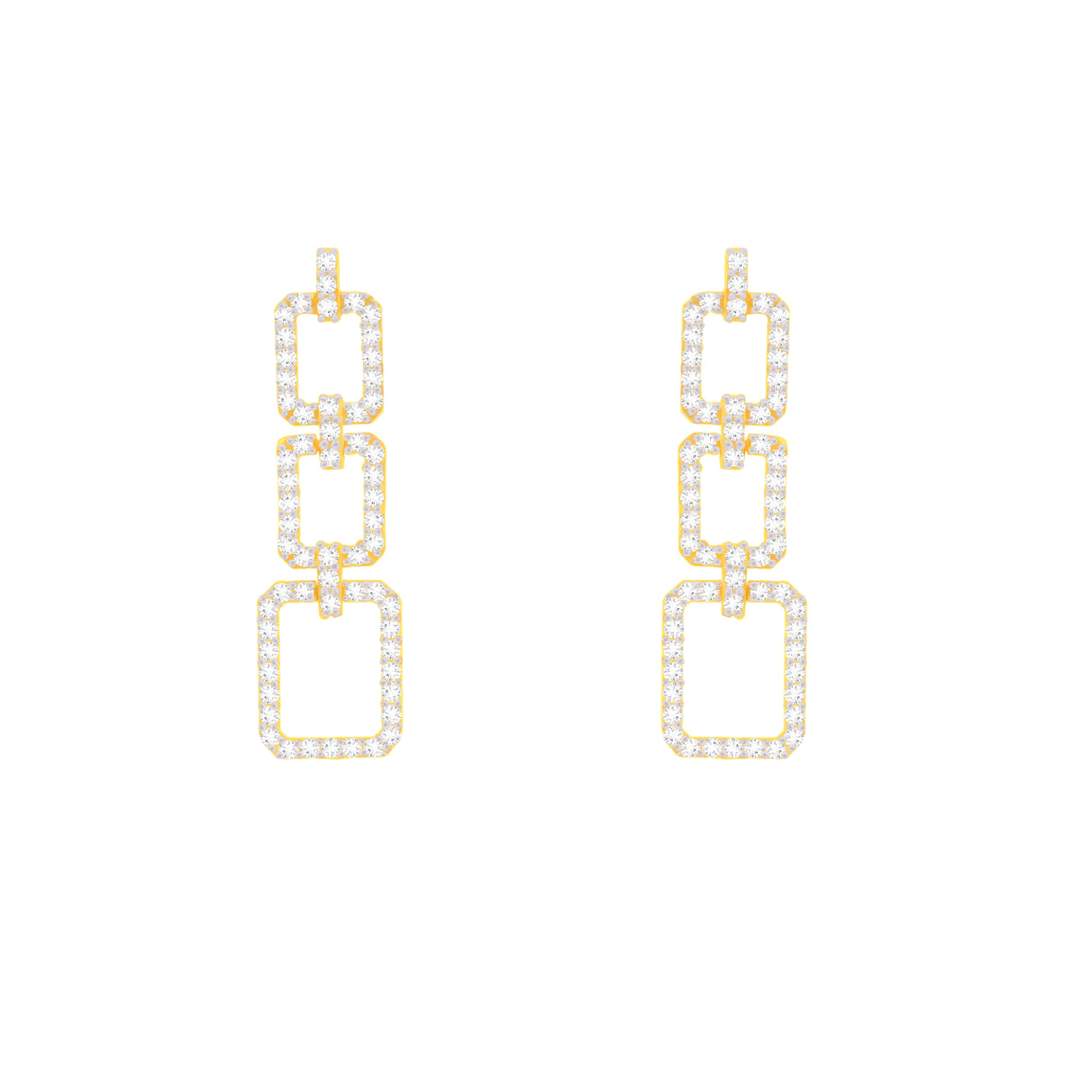 22k Yellow Cubic Zirconia Dangling Fancy Earrings with gold weight of 6.1g