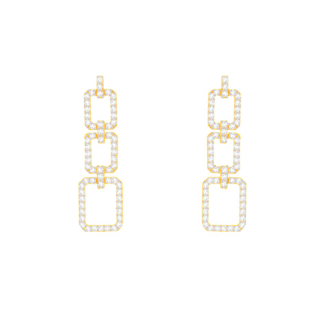 22k Yellow Cubic Zirconia Dangling Fancy Earrings with gold weight of 6.1g