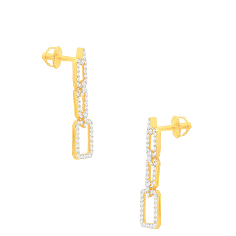 22k Yellow Cubic Zirconia Dangling Fancy Earrings with gold weight of 6.1g