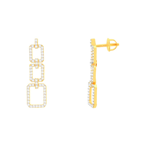 22k Yellow Cubic Zirconia Dangling Fancy Earrings with gold weight of 6.1g