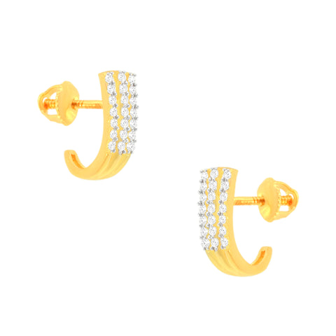 22k Yellow Cubic Zirconia Studs Fancy Earrings with gold weight of 3.36g