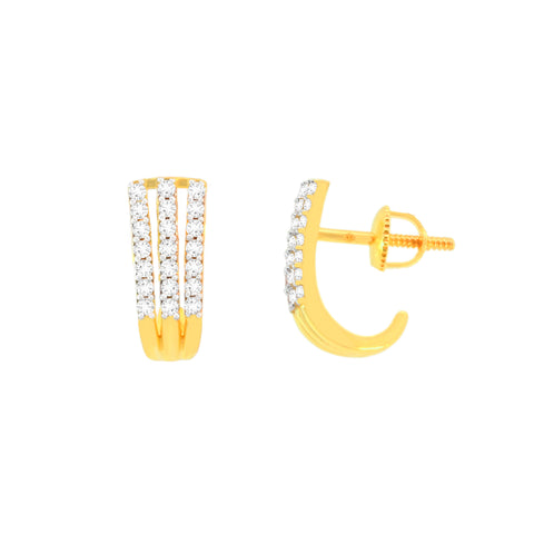22k Yellow Cubic Zirconia Studs Fancy Earrings with gold weight of 3.36g