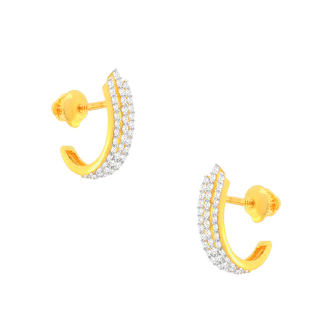 22k Yellow Cubic Zirconia Studs Fancy Earrings with gold weight of 3g