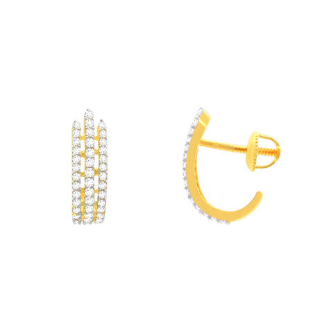 22k Yellow Cubic Zirconia Studs Fancy Earrings with gold weight of 3g