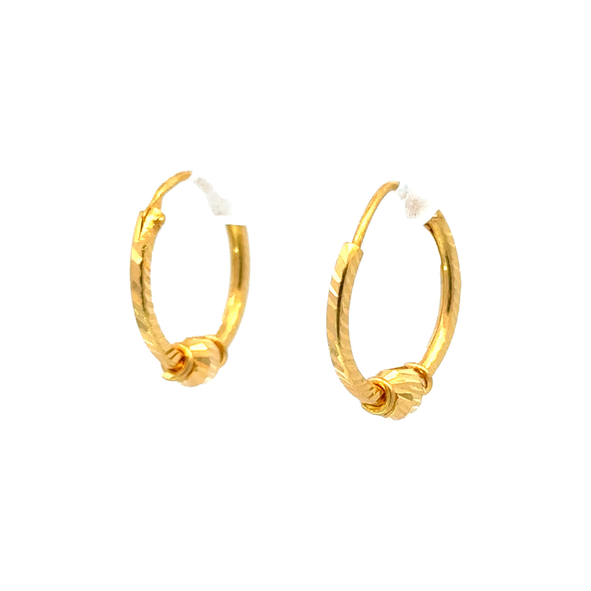 22k Yellow Gold Hoop Earrings with gold weight of 1.58g