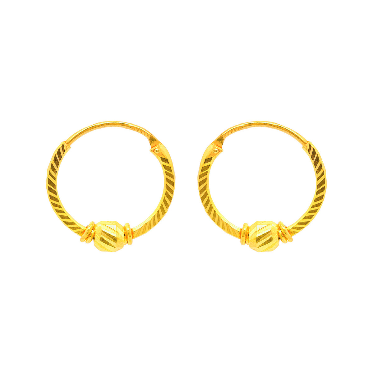 22k Yellow Gold Hoop Earrings with gold weight of 1.58g