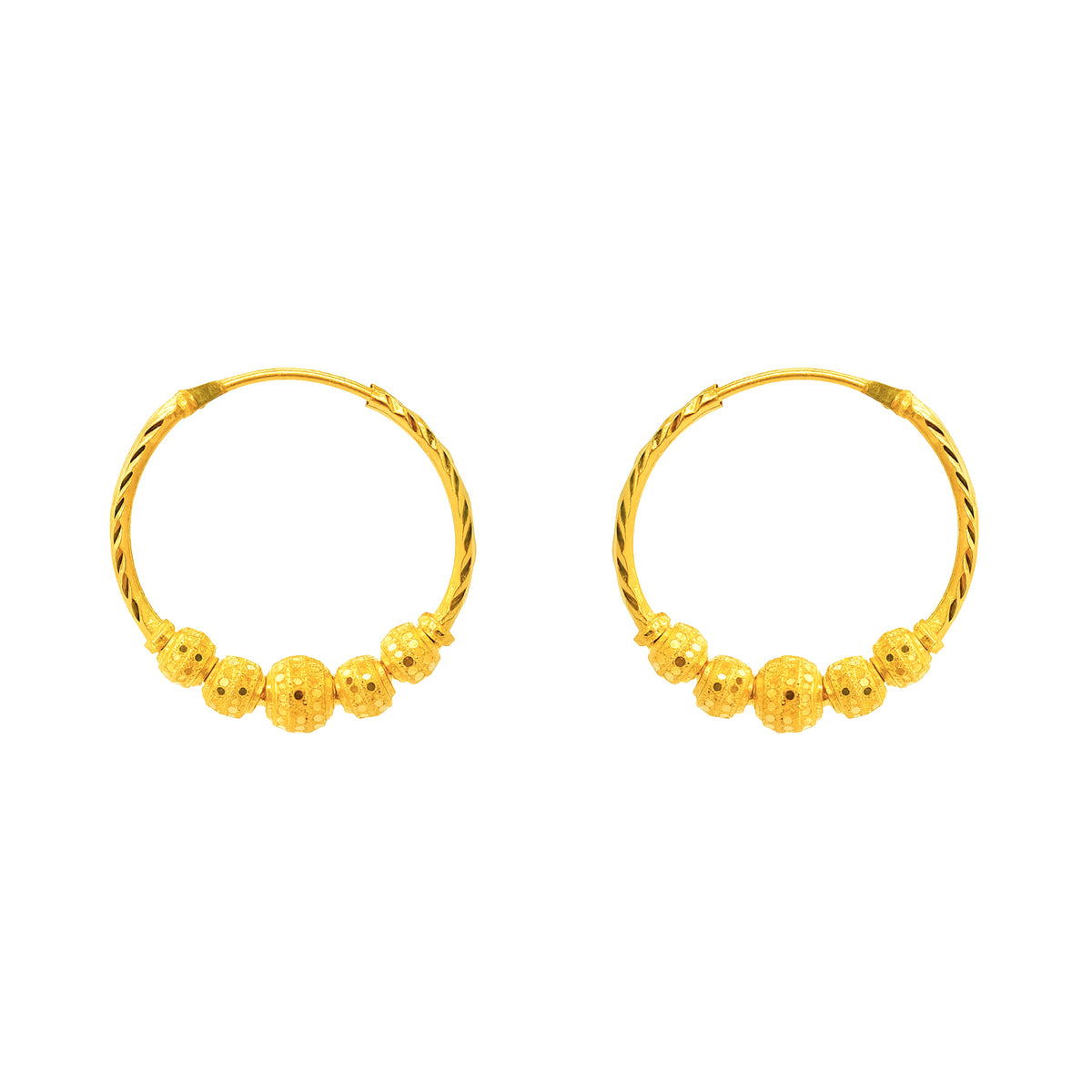 22k Yellow Gold Hoop Earrings with gold weight of 5.6g