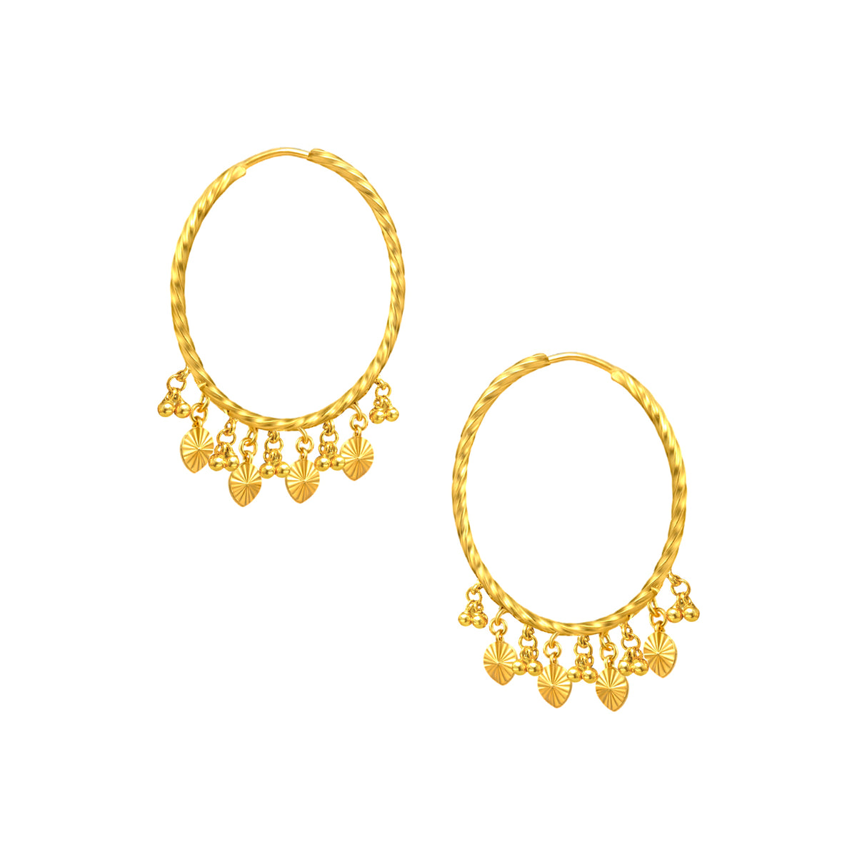 22k Yellow Gold Hoop Earrings with gold weight of 7.38g