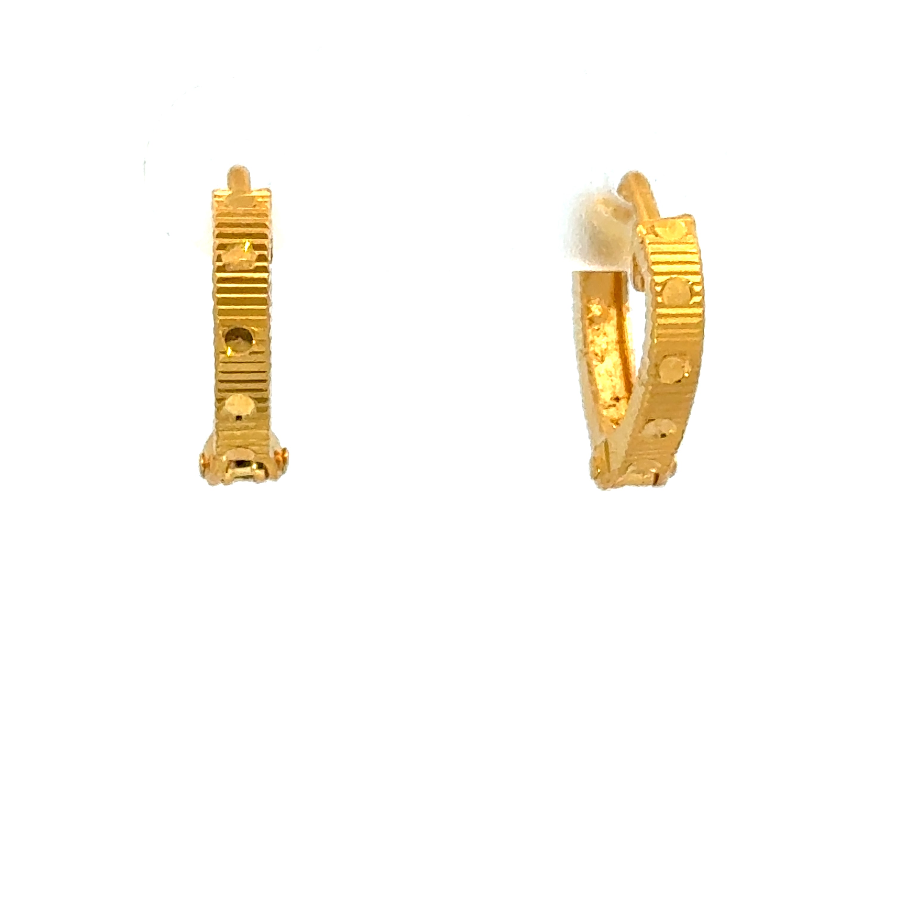 22k Yellow Gold Huggies Earrings with gold weight of 1.97g