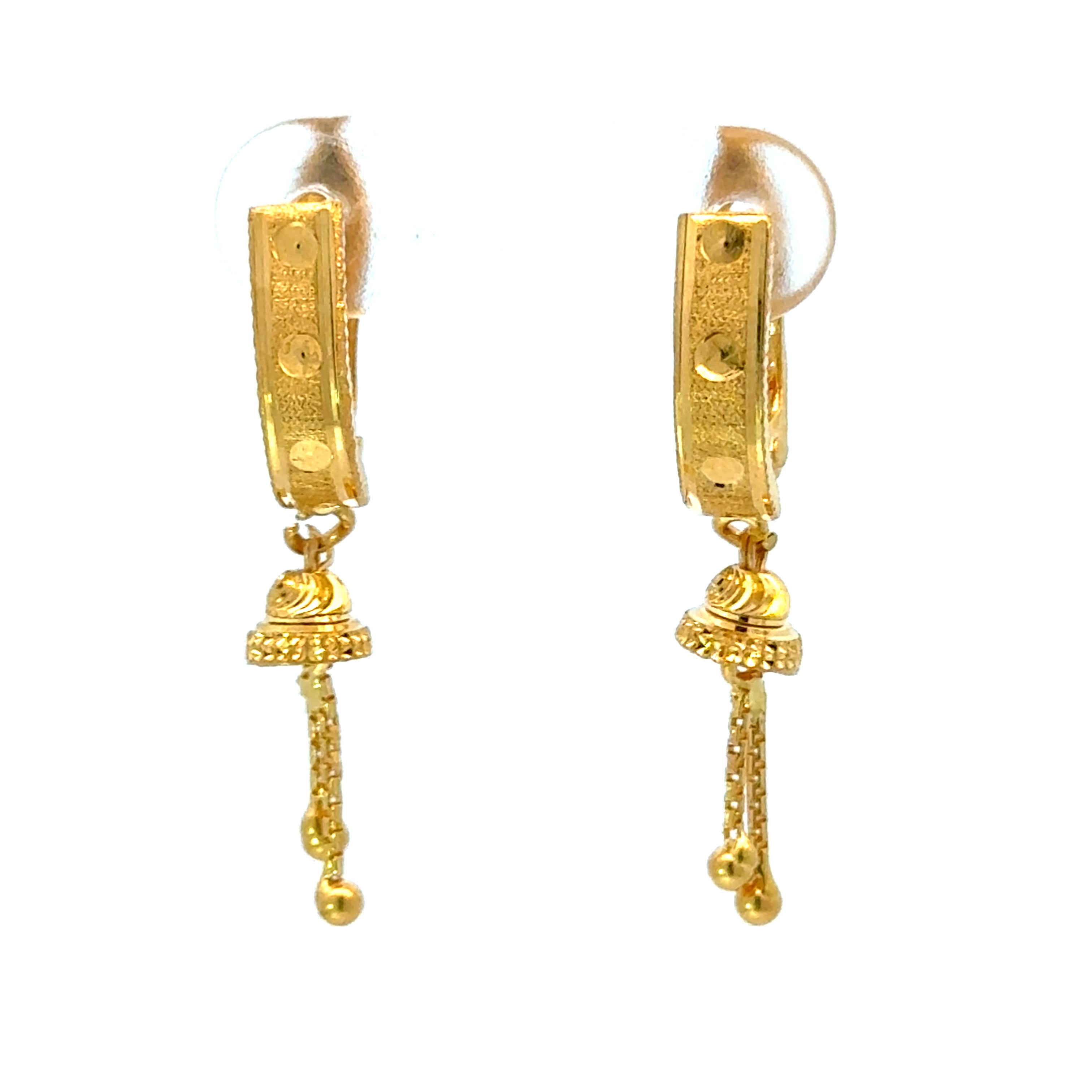 22k Yellow Gold Huggies Drop Earrings with gold weight of 3.95g