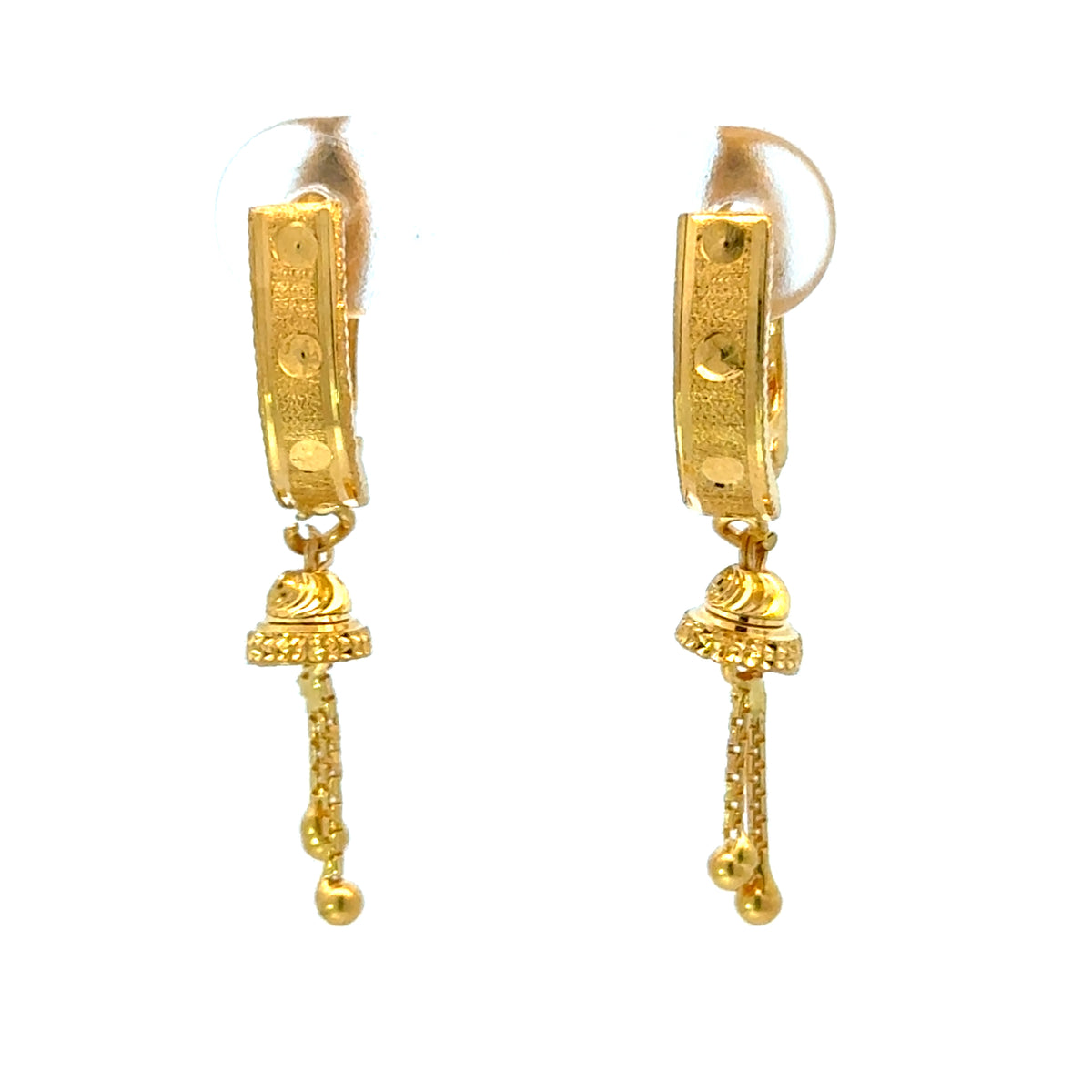 22k Yellow Gold Huggies Drop Earrings with gold weight of 3.95g