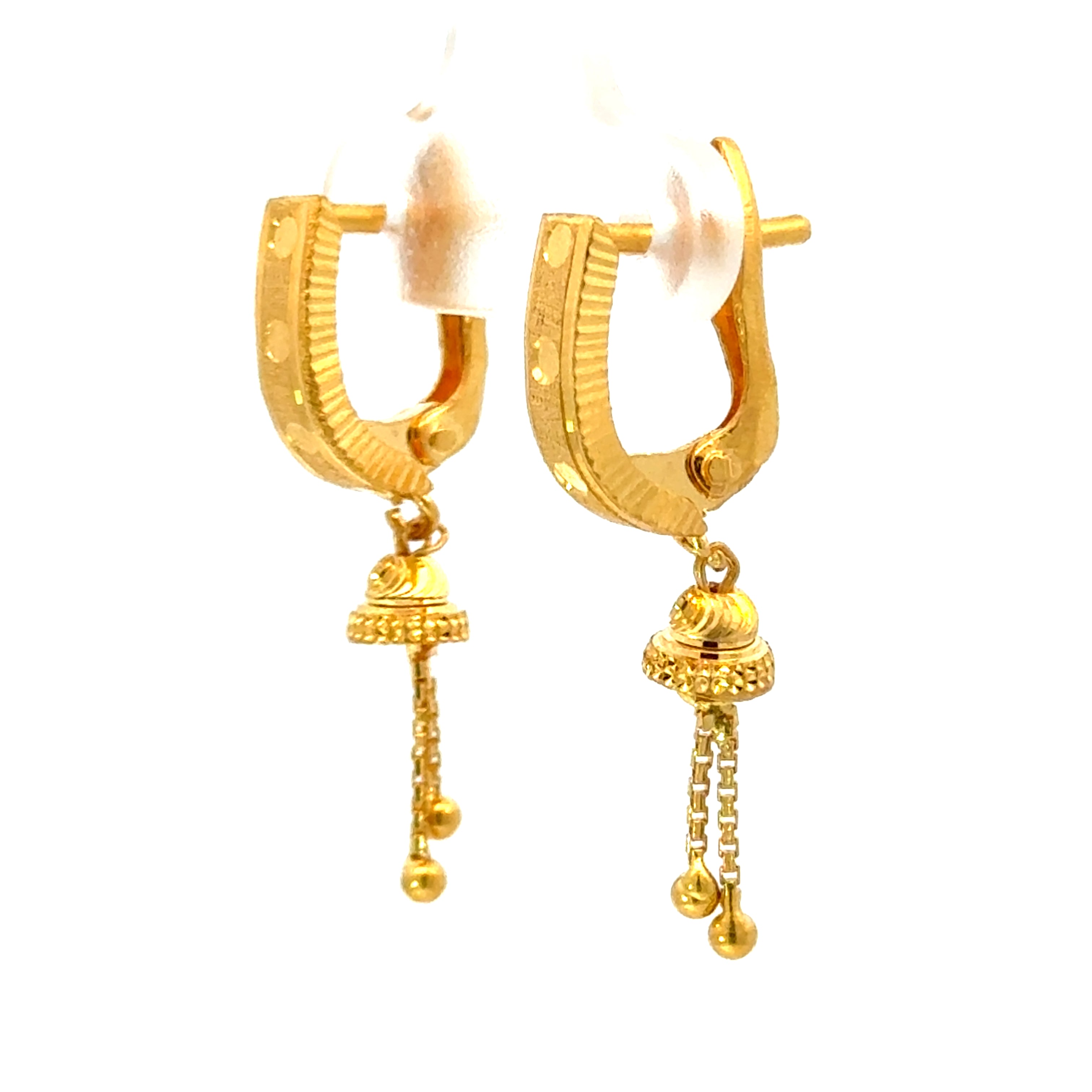 22k Yellow Gold Huggies Drop Earrings with gold weight of 3.95g