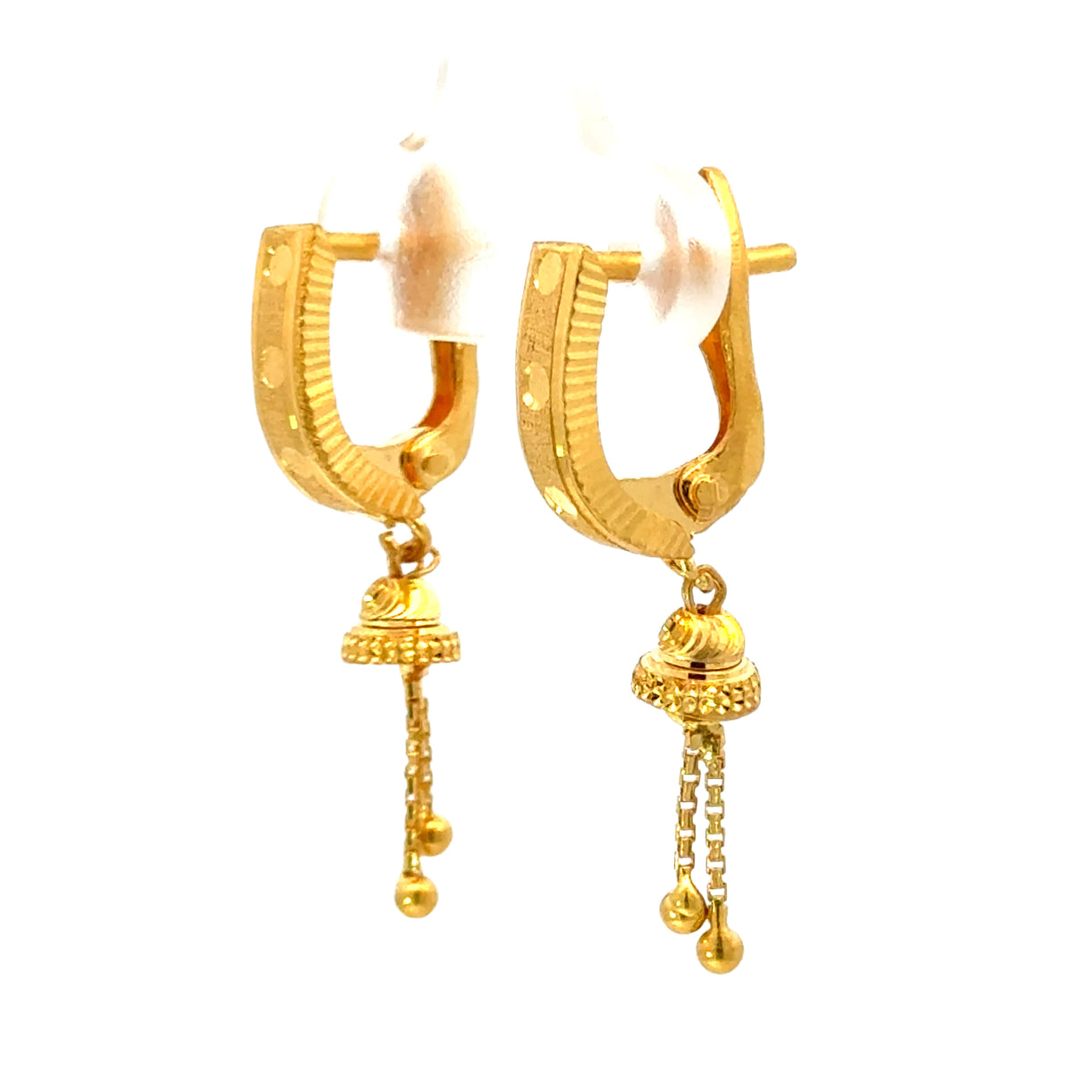 22k Yellow Gold Huggies Drop Earrings with gold weight of 3.95g