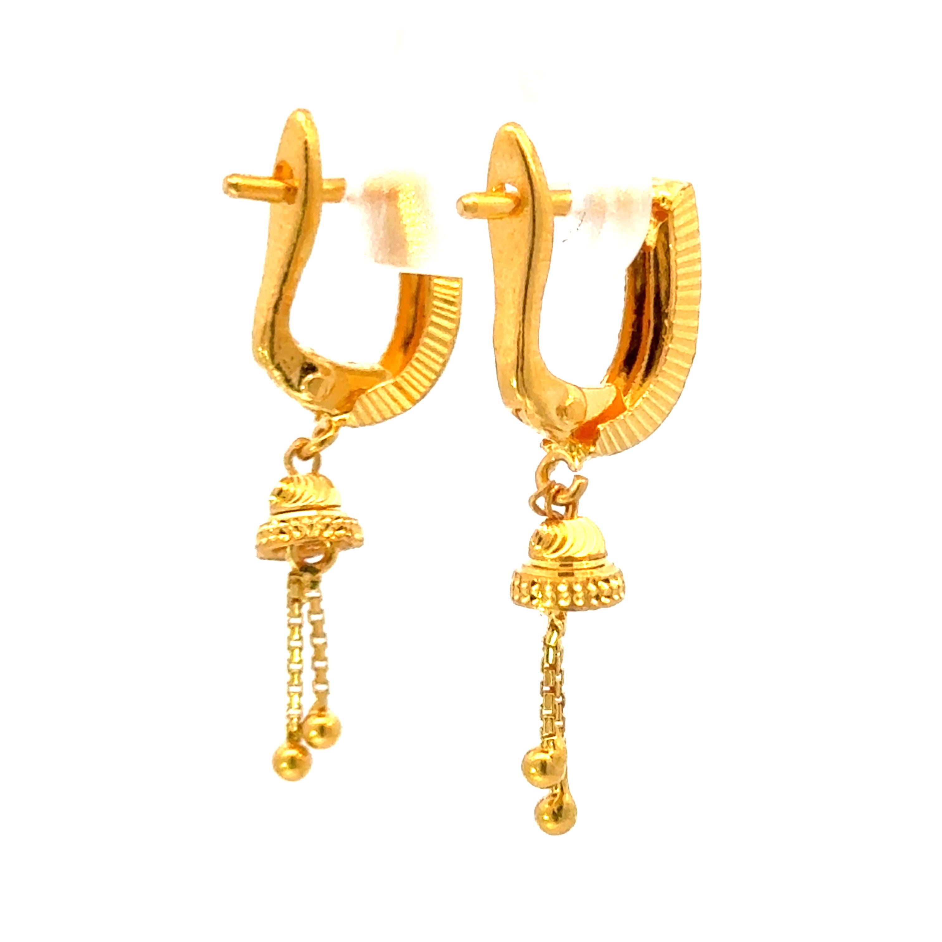 22k Yellow Gold Huggies Drop Earrings with gold weight of 3.95g