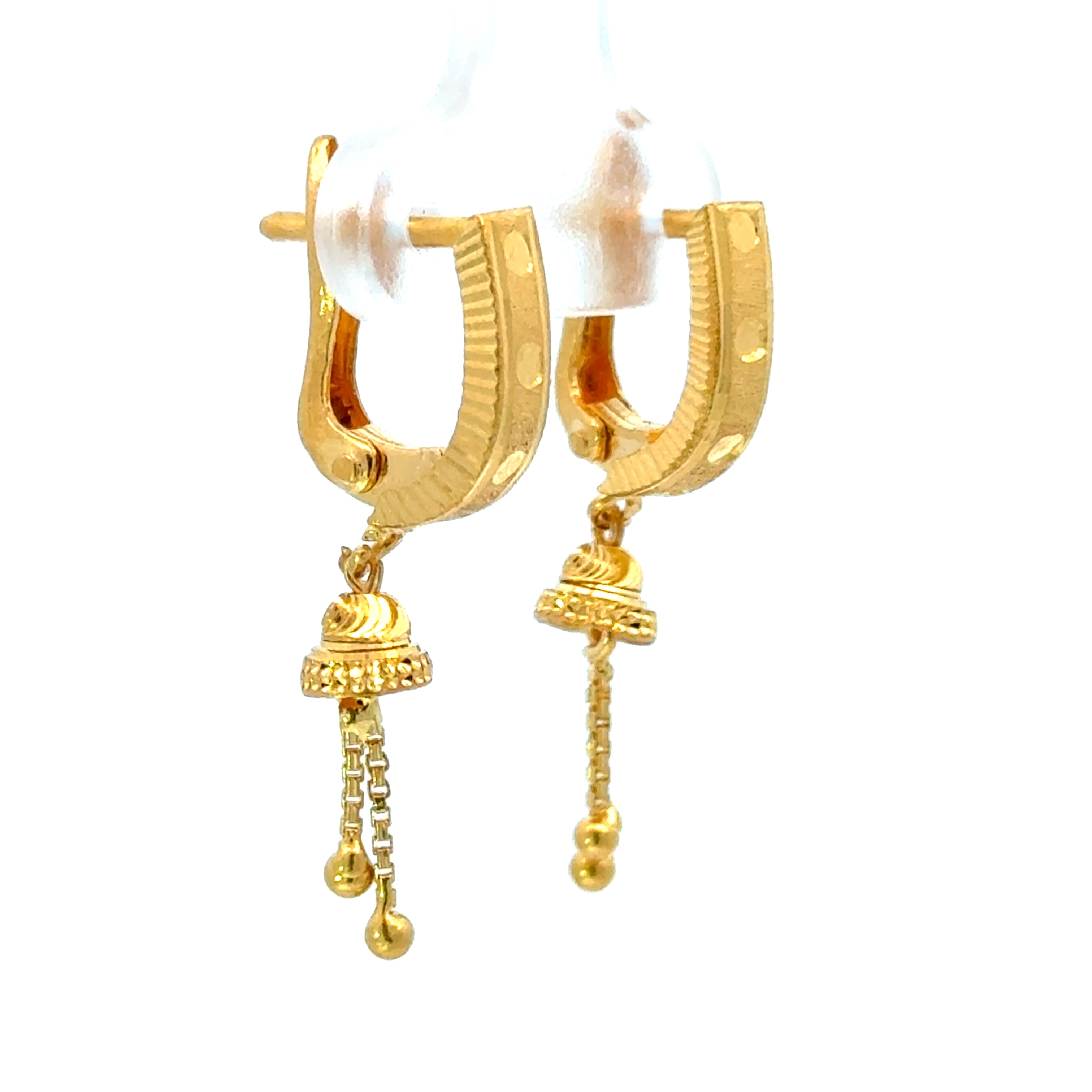 22k Yellow Gold Huggies Drop Earrings with gold weight of 3.95g