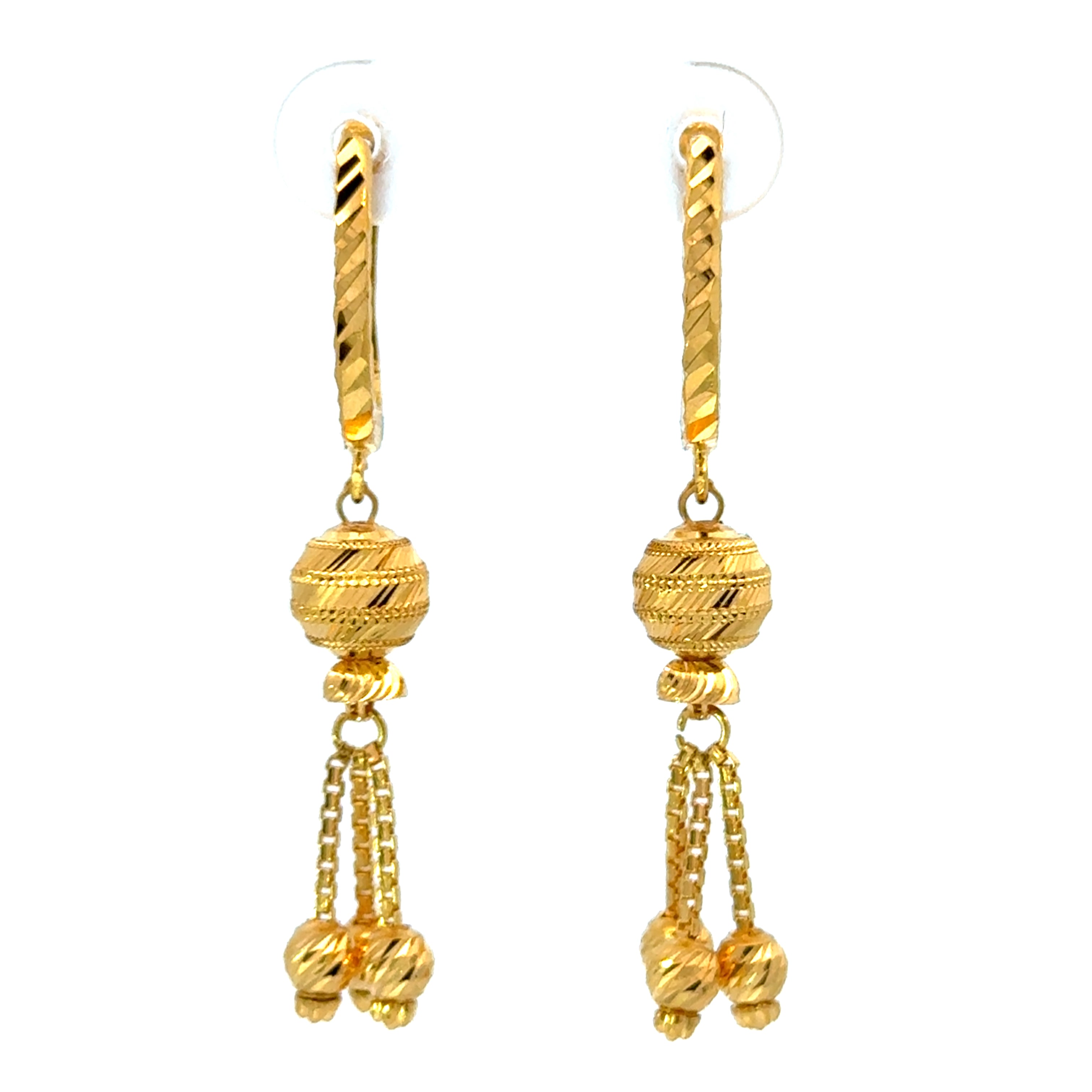 22k Yellow Gold Huggies Drop Earrings with gold weight of 6.57g