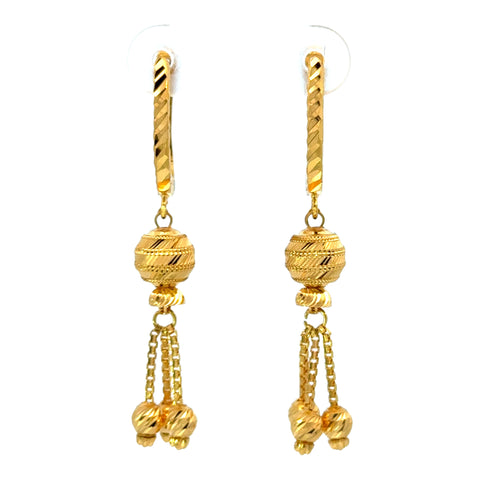 22k Yellow Gold Huggies Drop Earrings with gold weight of 6.57g