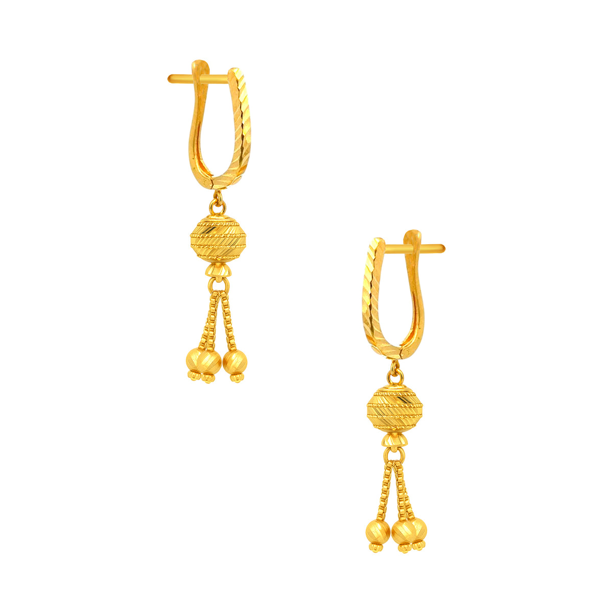 22k Yellow Gold Huggies Drop Earrings with gold weight of 6.57g