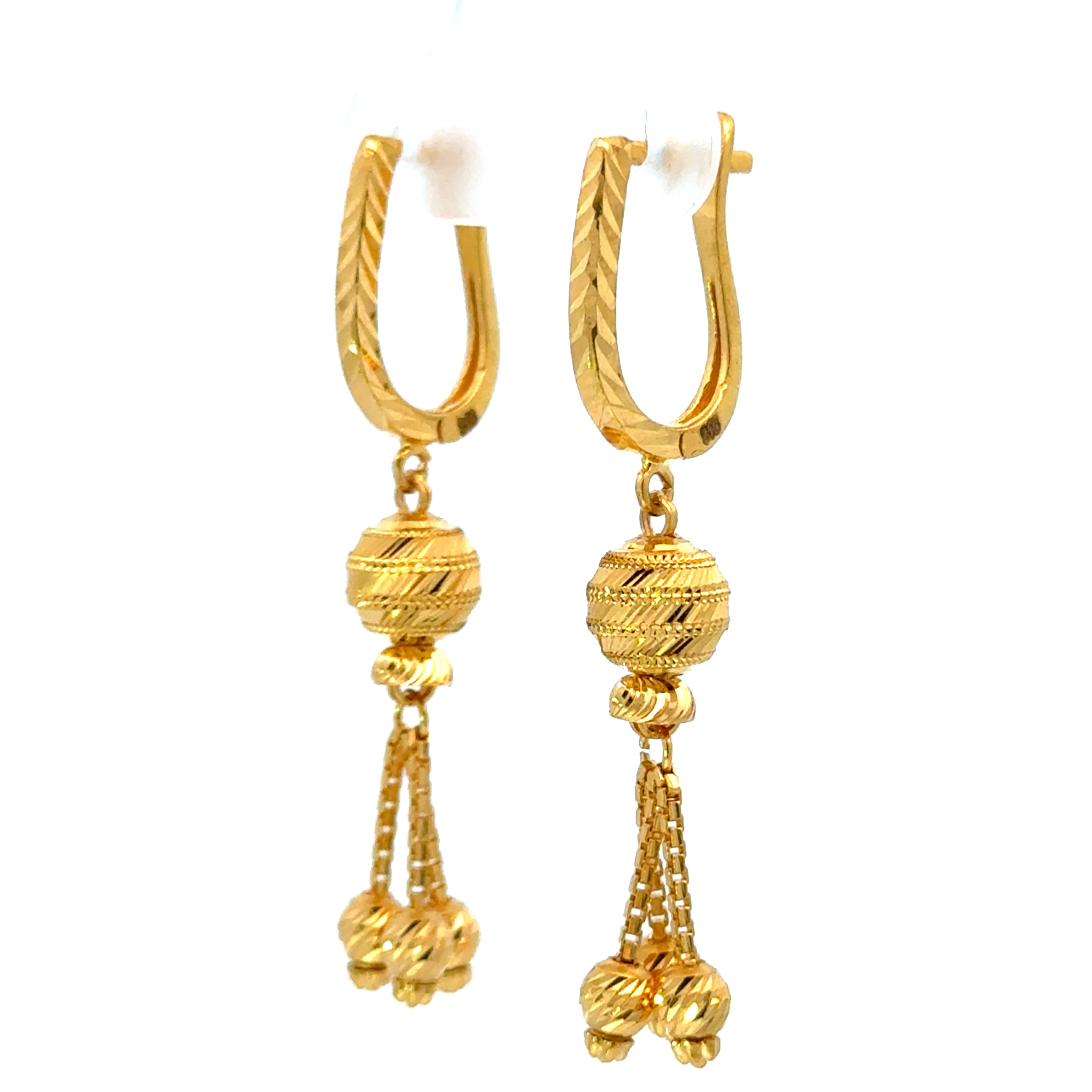 22k Yellow Gold Huggies Drop Earrings with gold weight of 6.57g