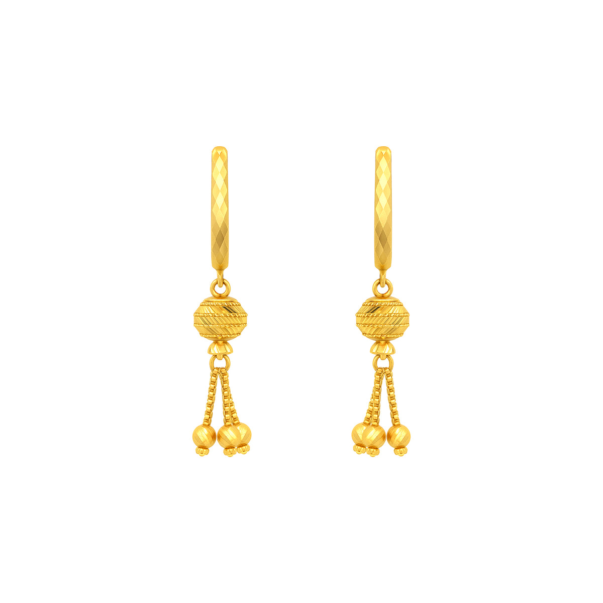 22k Yellow Gold Huggies Drop Earrings with gold weight of 6.57g