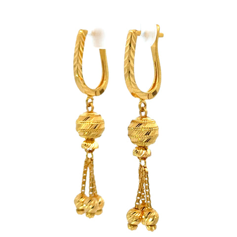 22k Yellow Gold Huggies Drop Earrings with gold weight of 6.57g