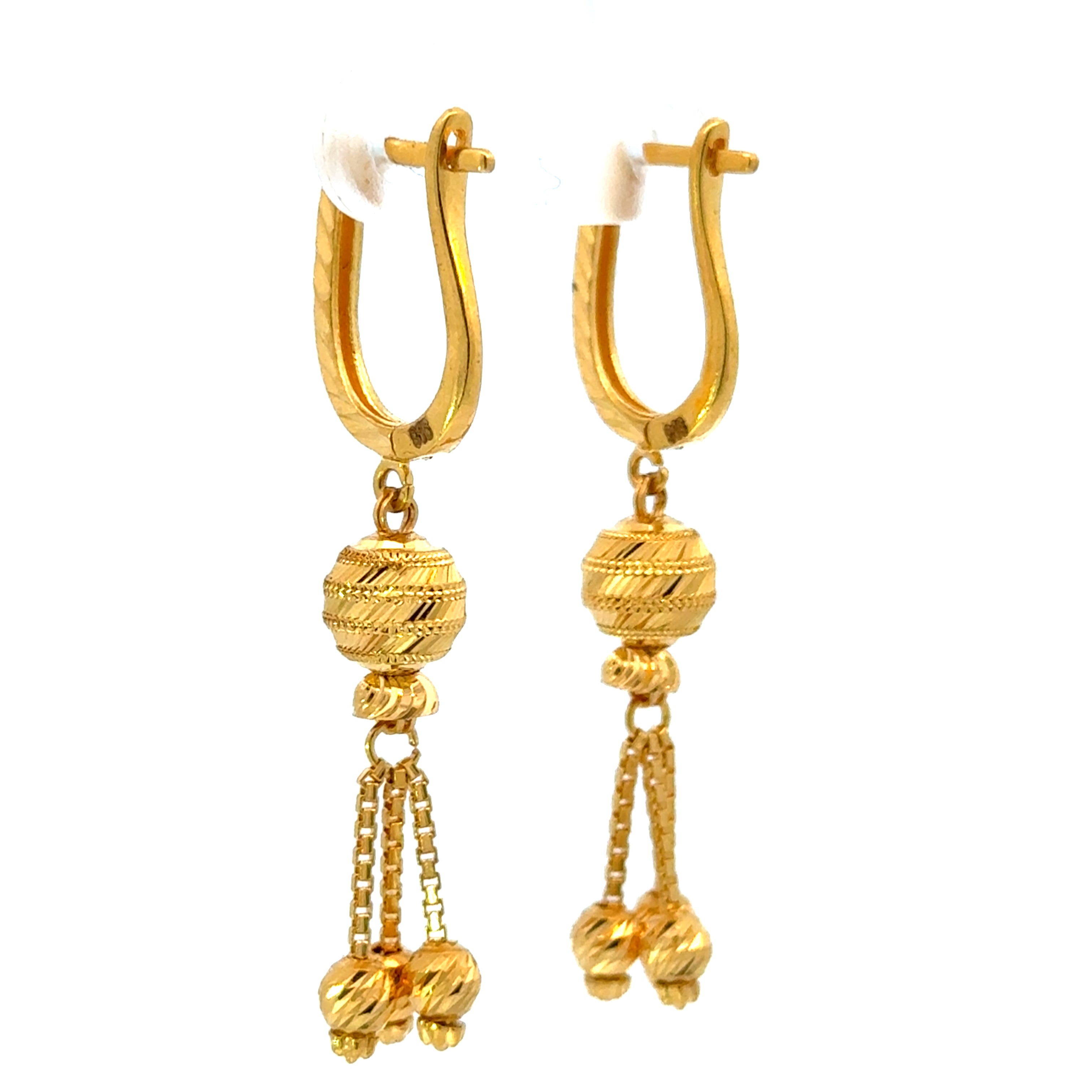 22k Yellow Gold Huggies Drop Earrings with gold weight of 6.57g