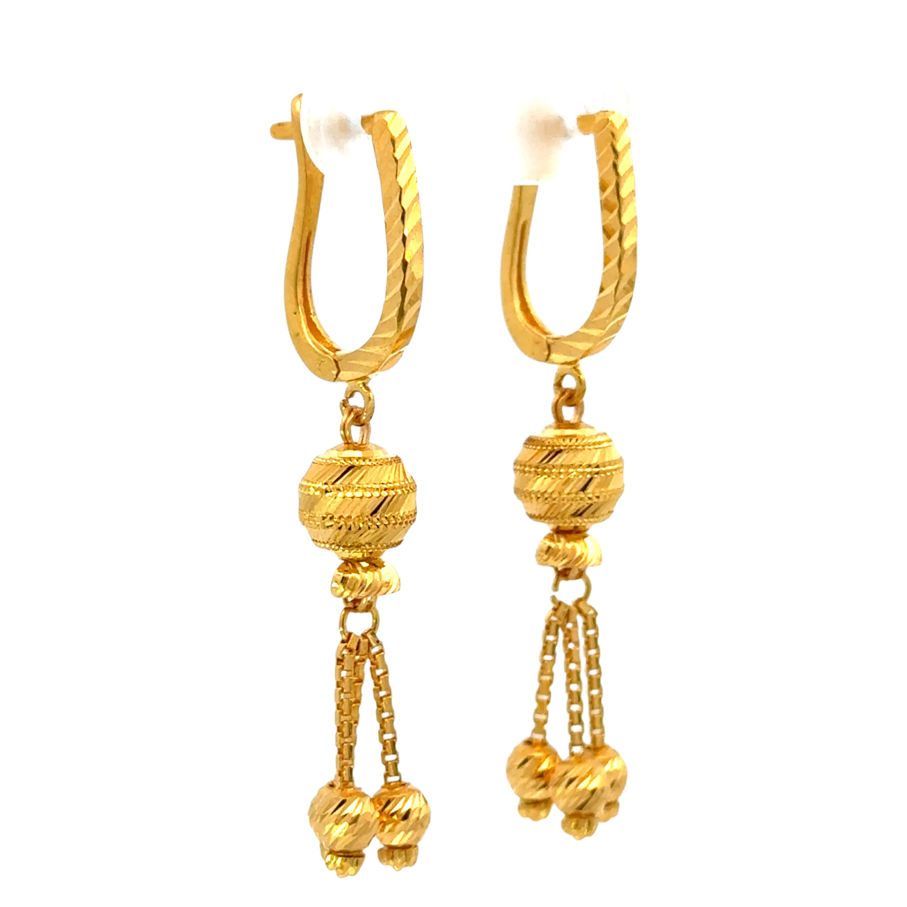 22k Yellow Gold Huggies Drop Earrings with gold weight of 6.57g