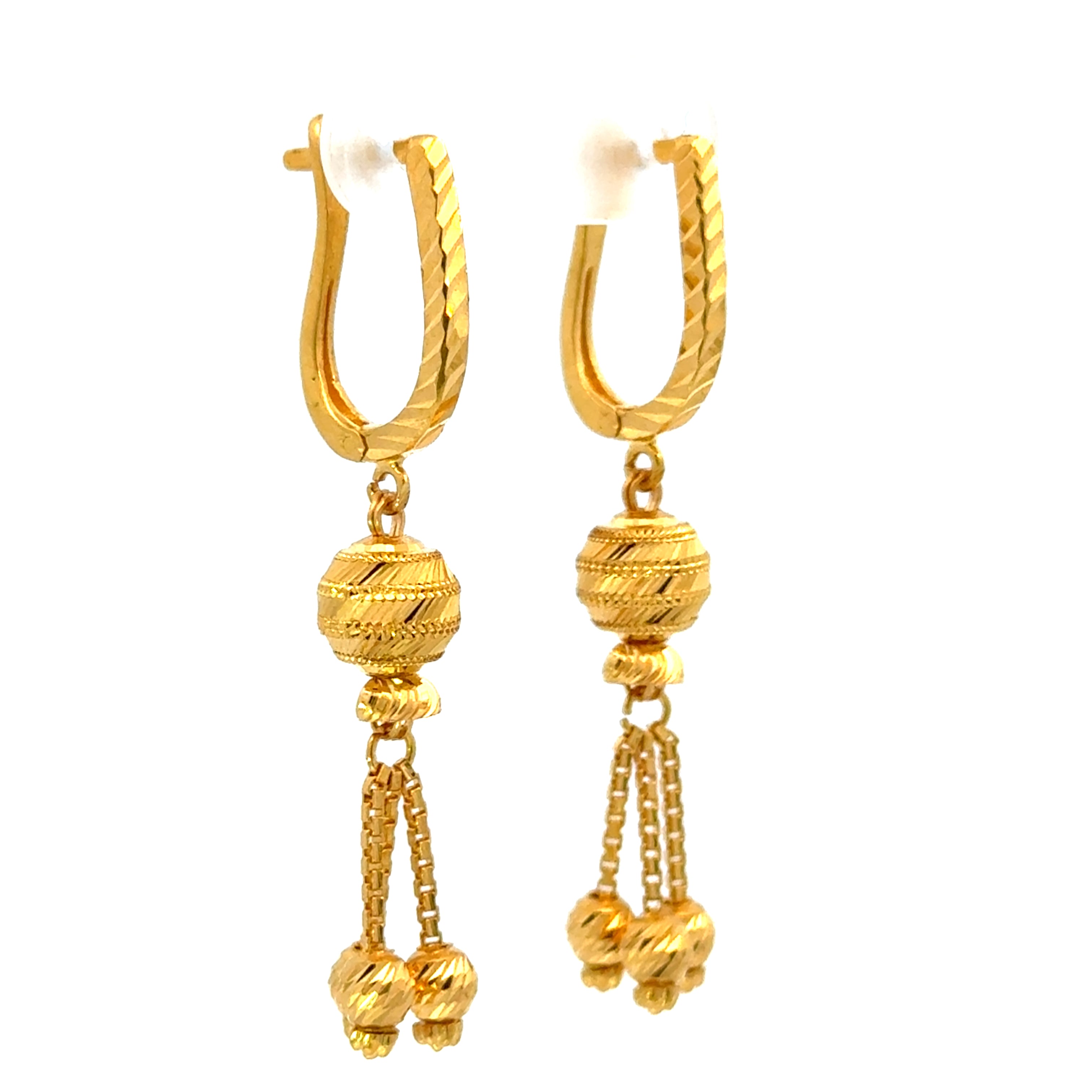 22k Yellow Gold Huggies Drop Earrings with gold weight of 6.57g