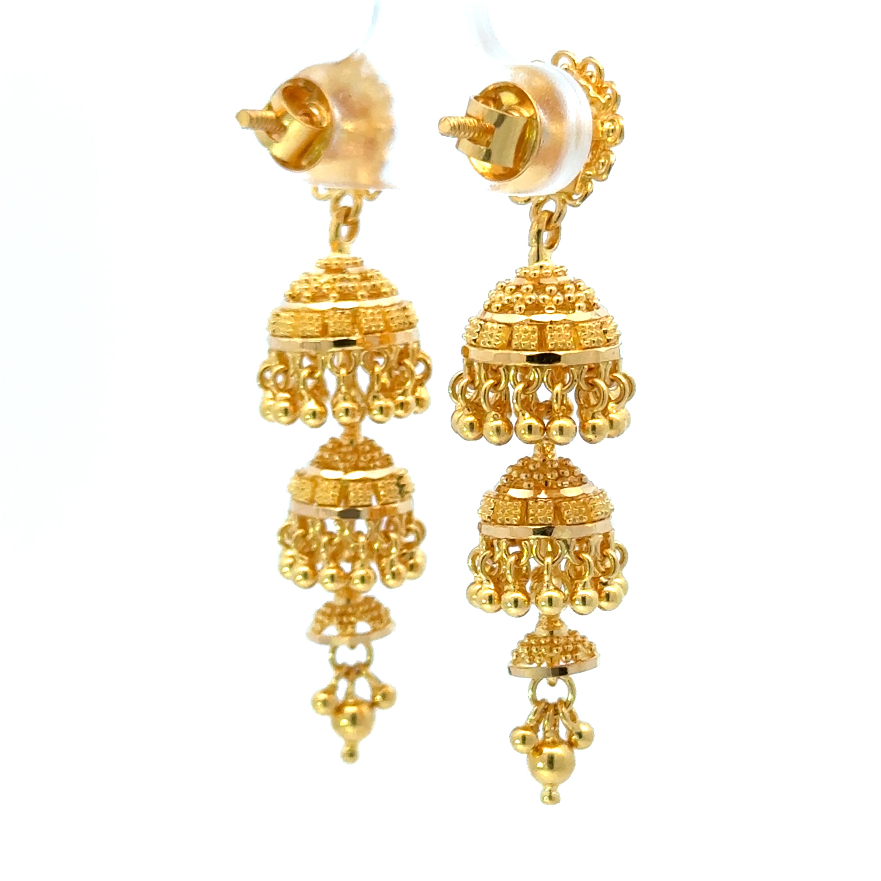 22k Yellow Gold Jhoomkas Filigree Earrings with gold weight of 11.26g