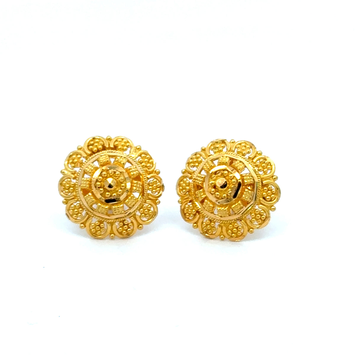 22k Yellow Gold Filigree Earrings with gold weight of 3.66g