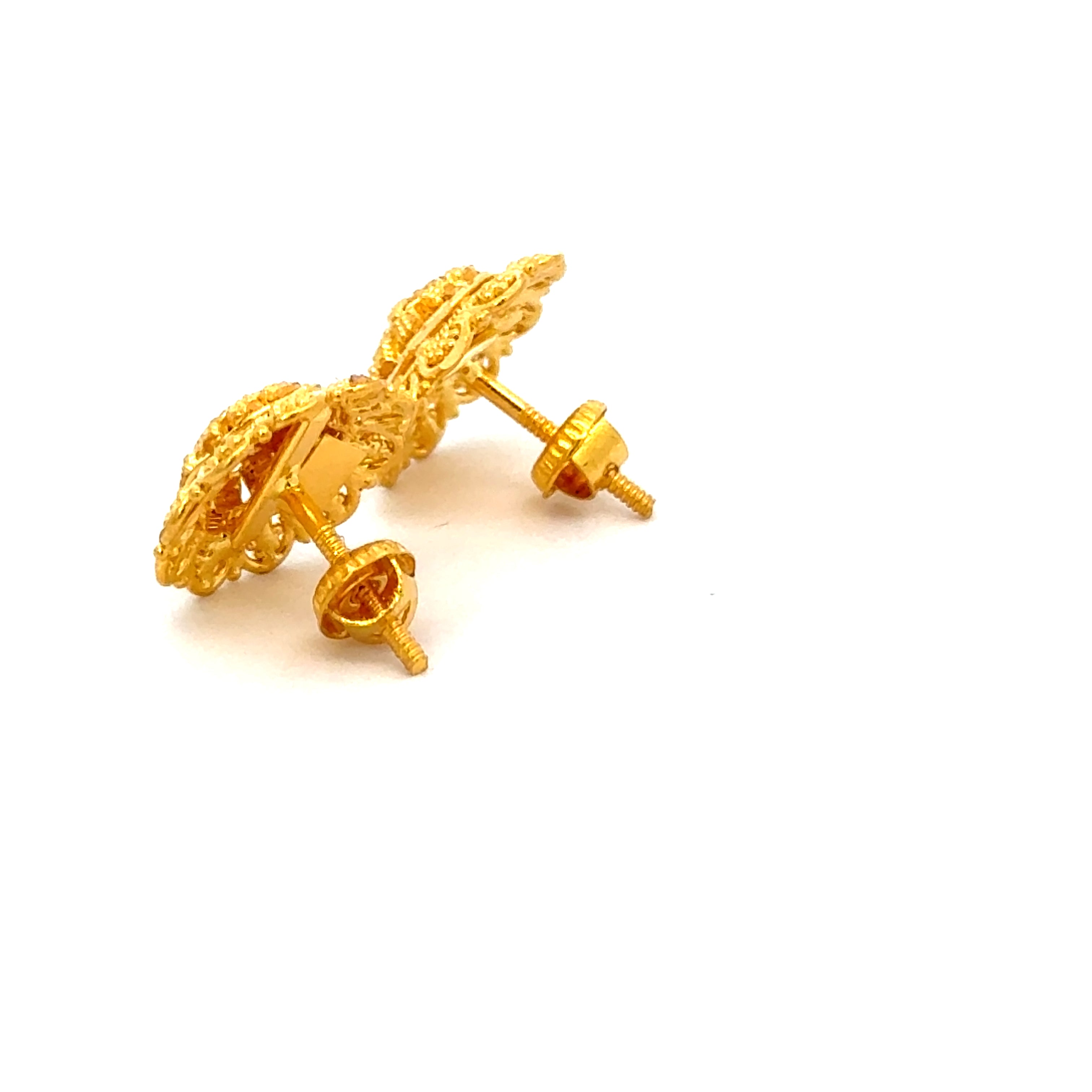 22k Yellow Gold Filigree Earrings with gold weight of 3.66g