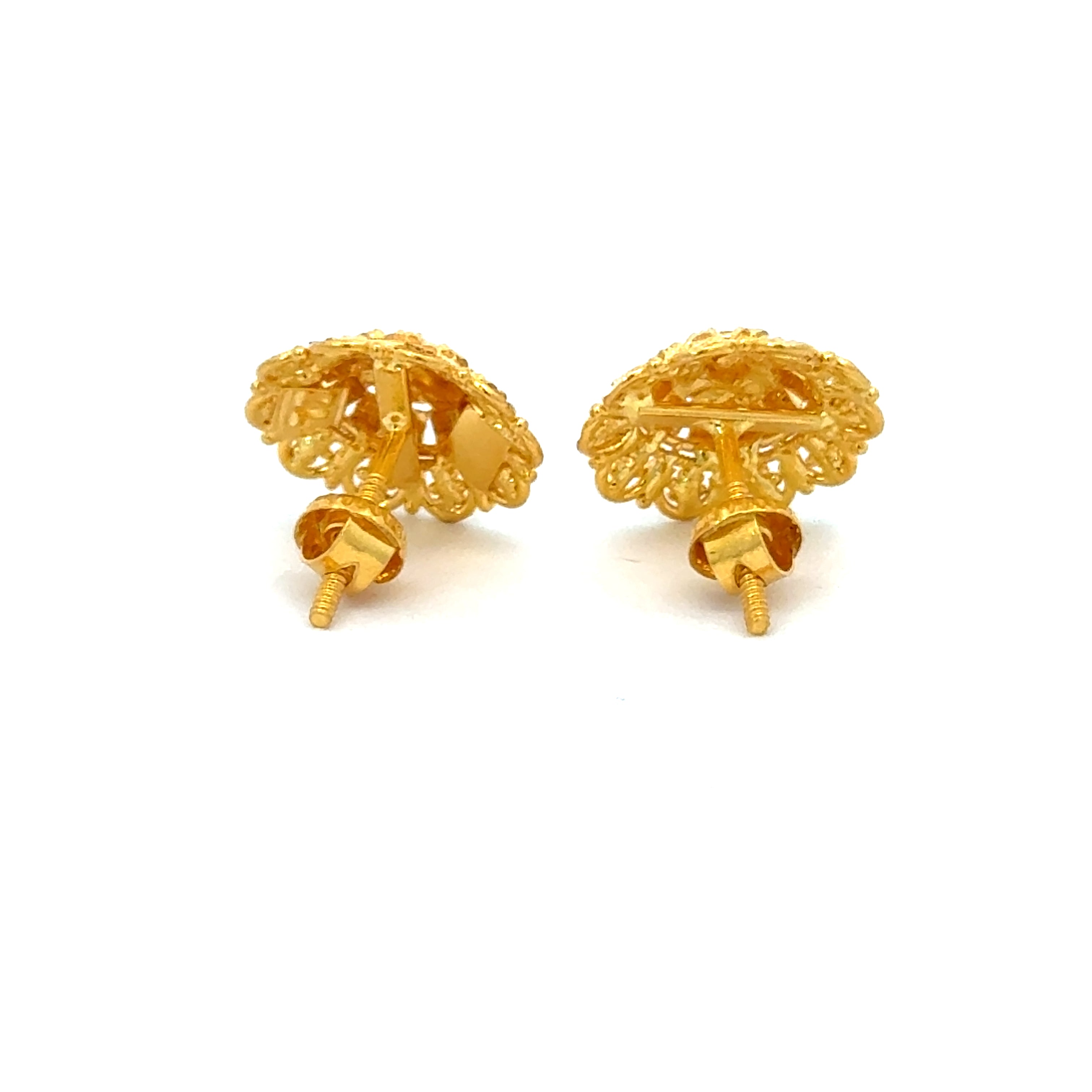 22k Yellow Gold Filigree Earrings with gold weight of 3.66g