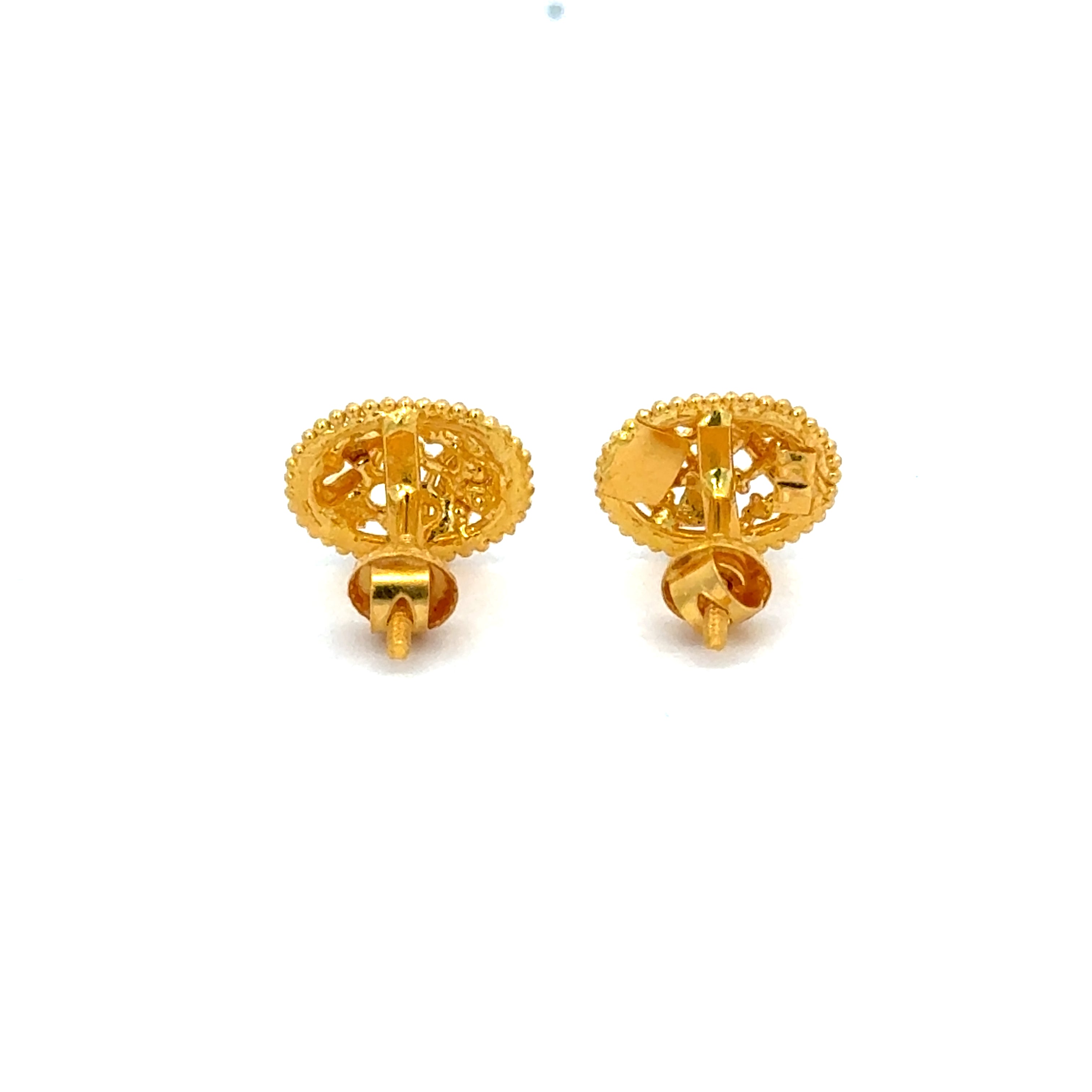 22k Yellow Gold Filigree Earrings with gold weight of 2.88g