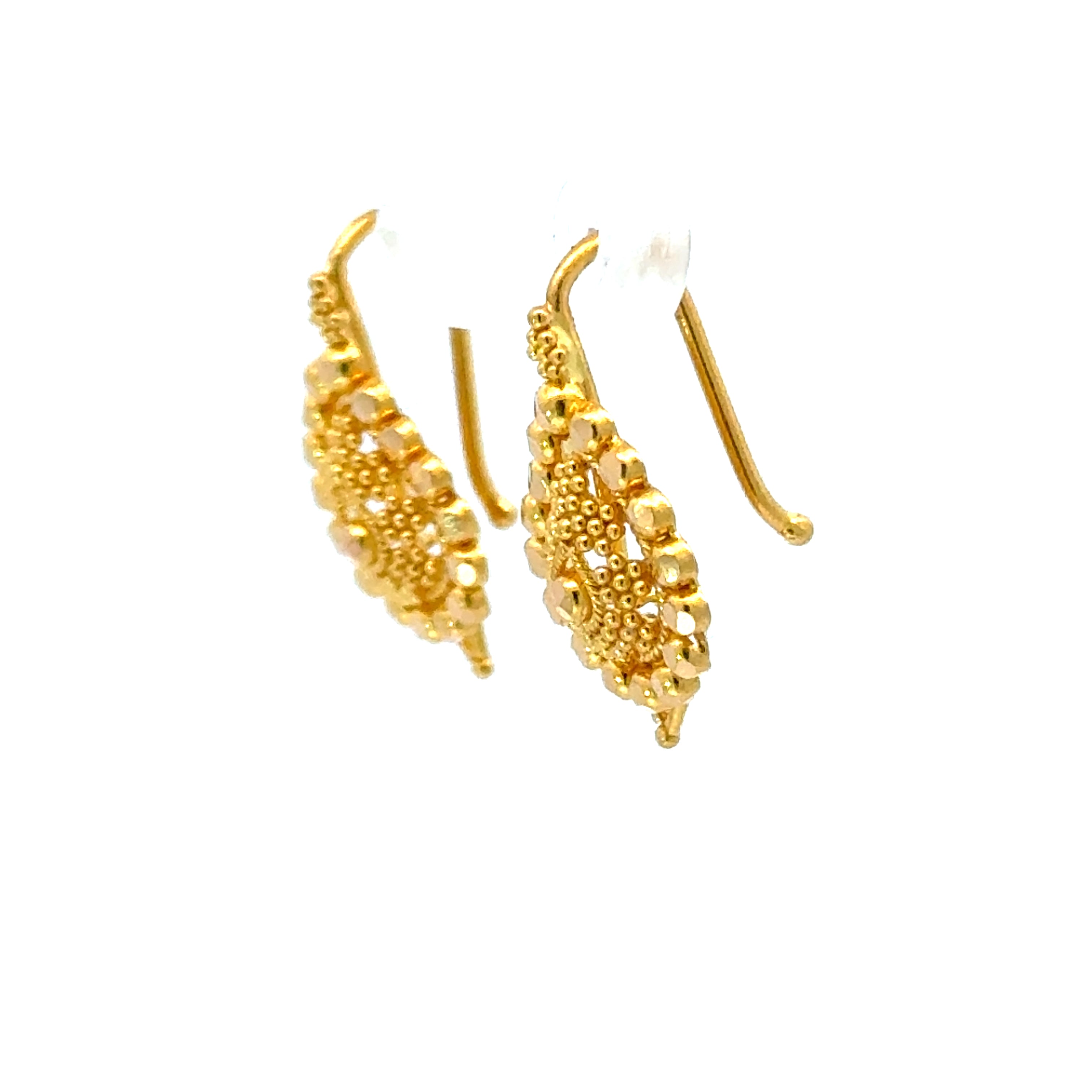 22k Yellow Gold Filigree Earrings with gold weight of 2.57g