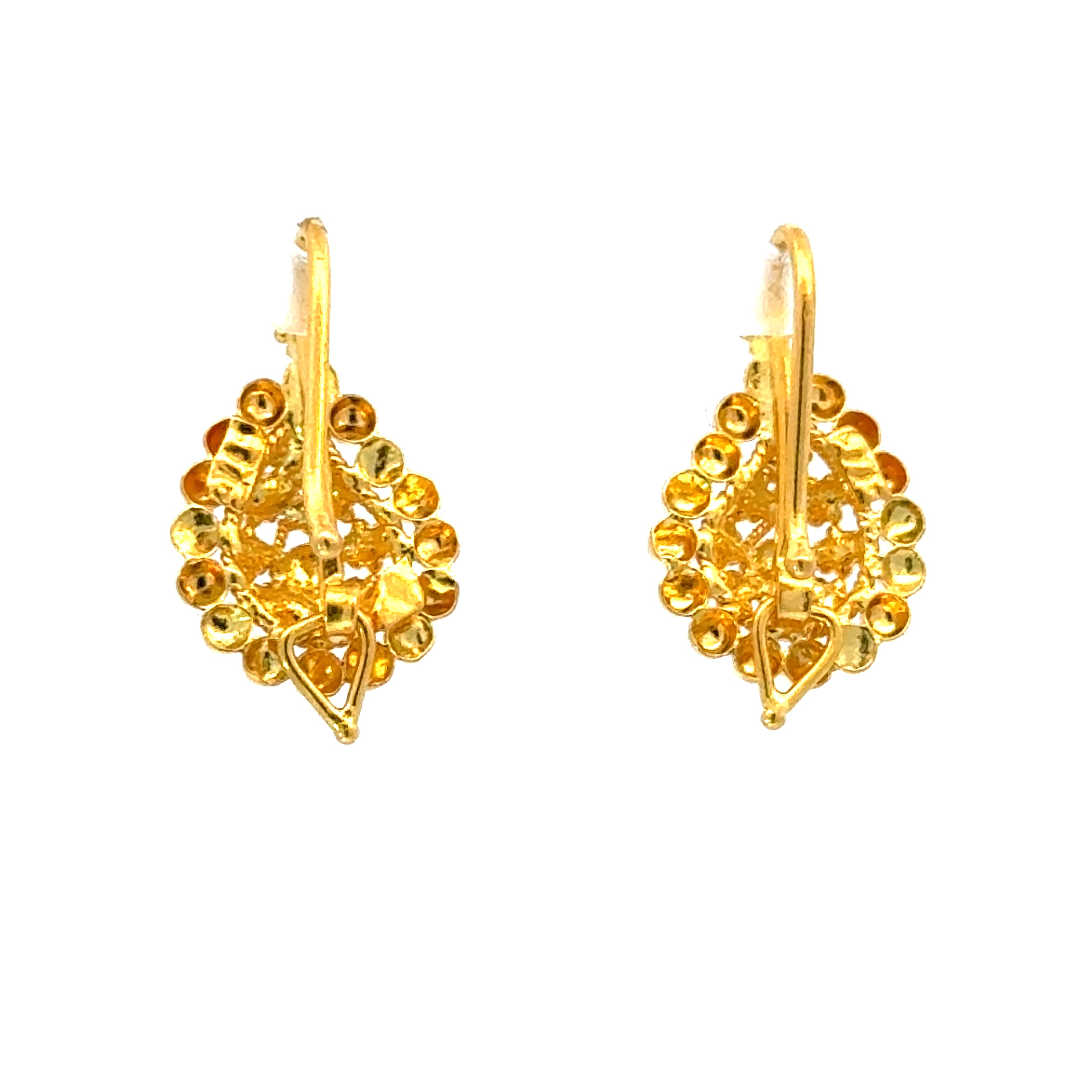 22k Yellow Gold Filigree Earrings with gold weight of 2.57g