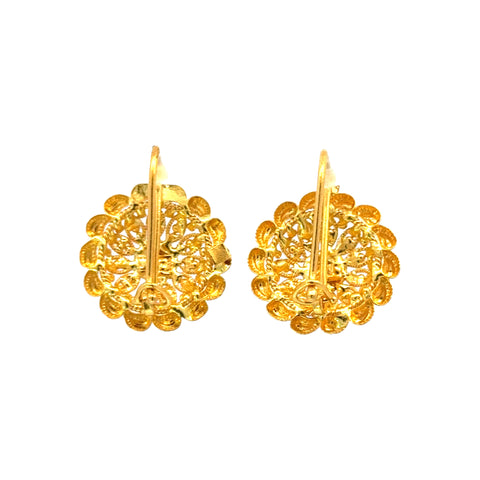 22k Yellow Gold Filigree Earrings with gold weight of 3.85g