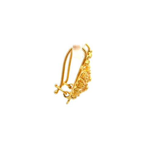 22k Yellow Gold Filigree Earrings with gold weight of 2.72g