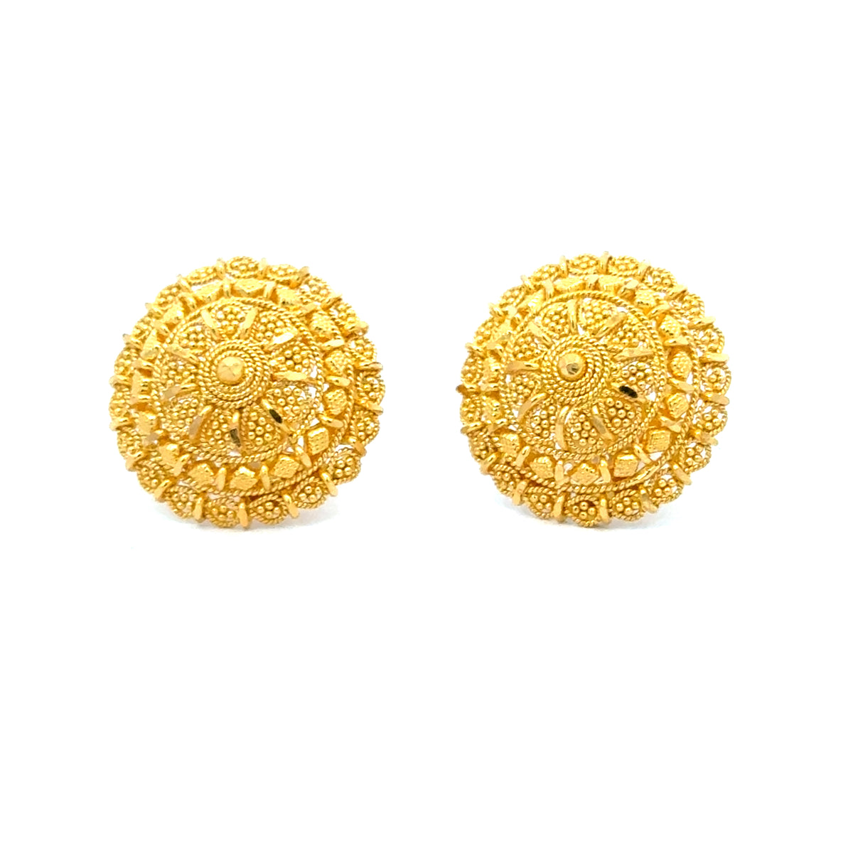 22k Yellow Gold Filigree Medium Earrings with gold weight of 7.58g