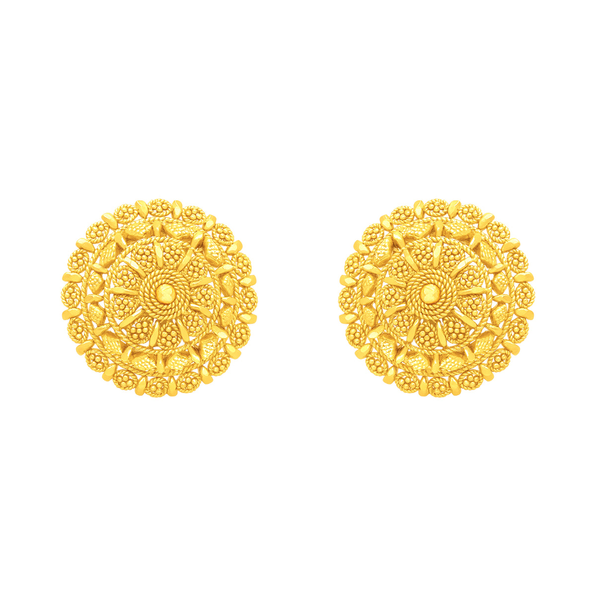 22k Yellow Gold Filigree Medium Earrings with gold weight of 7.58g