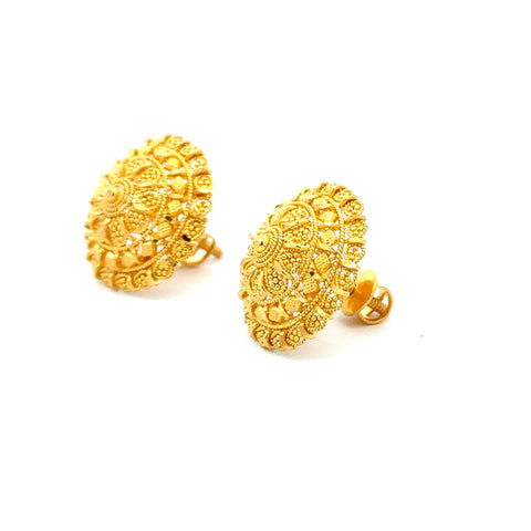 22k Yellow Gold Filigree Medium Earrings with gold weight of 7.58g