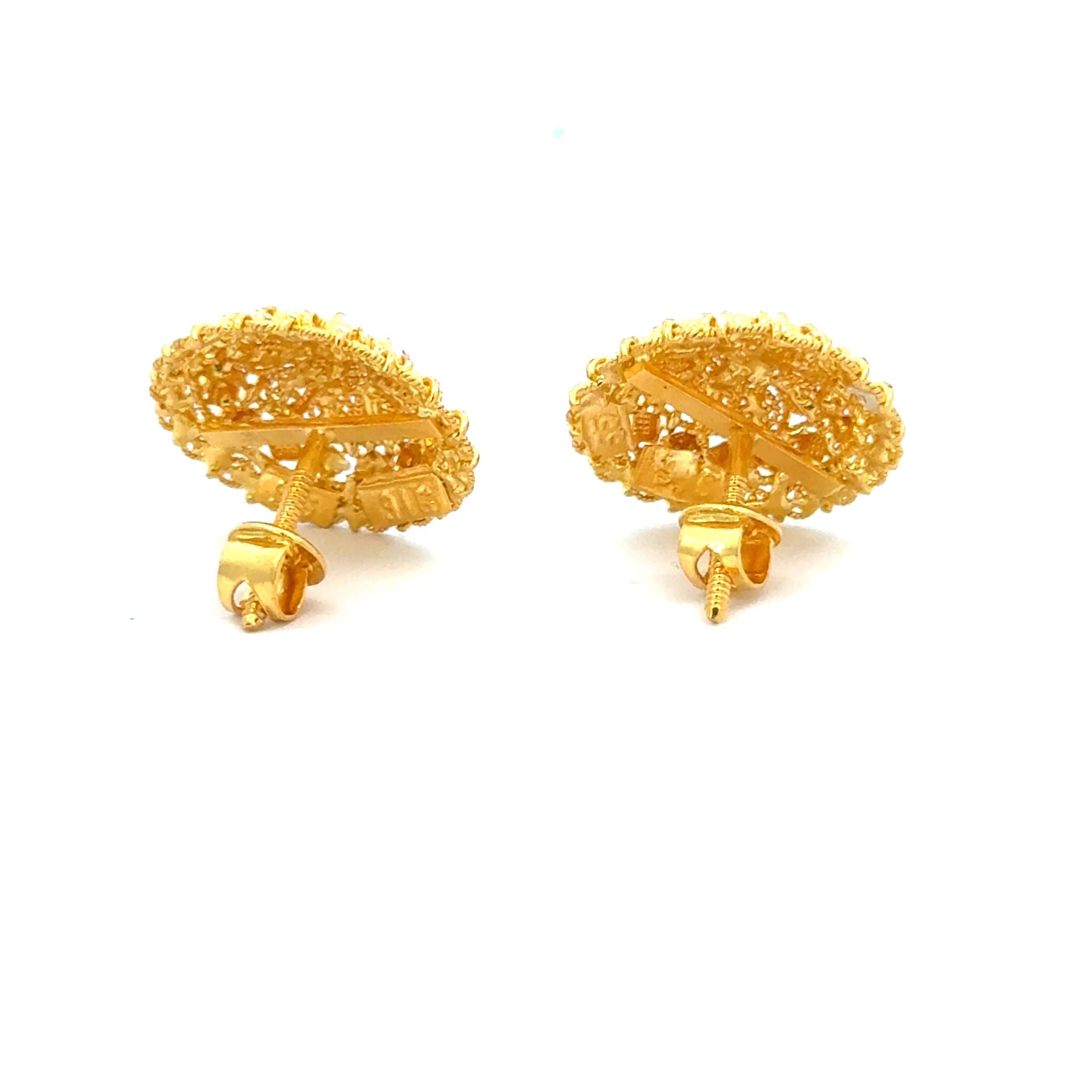 22k Yellow Gold Filigree Medium Earrings with gold weight of 7.58g