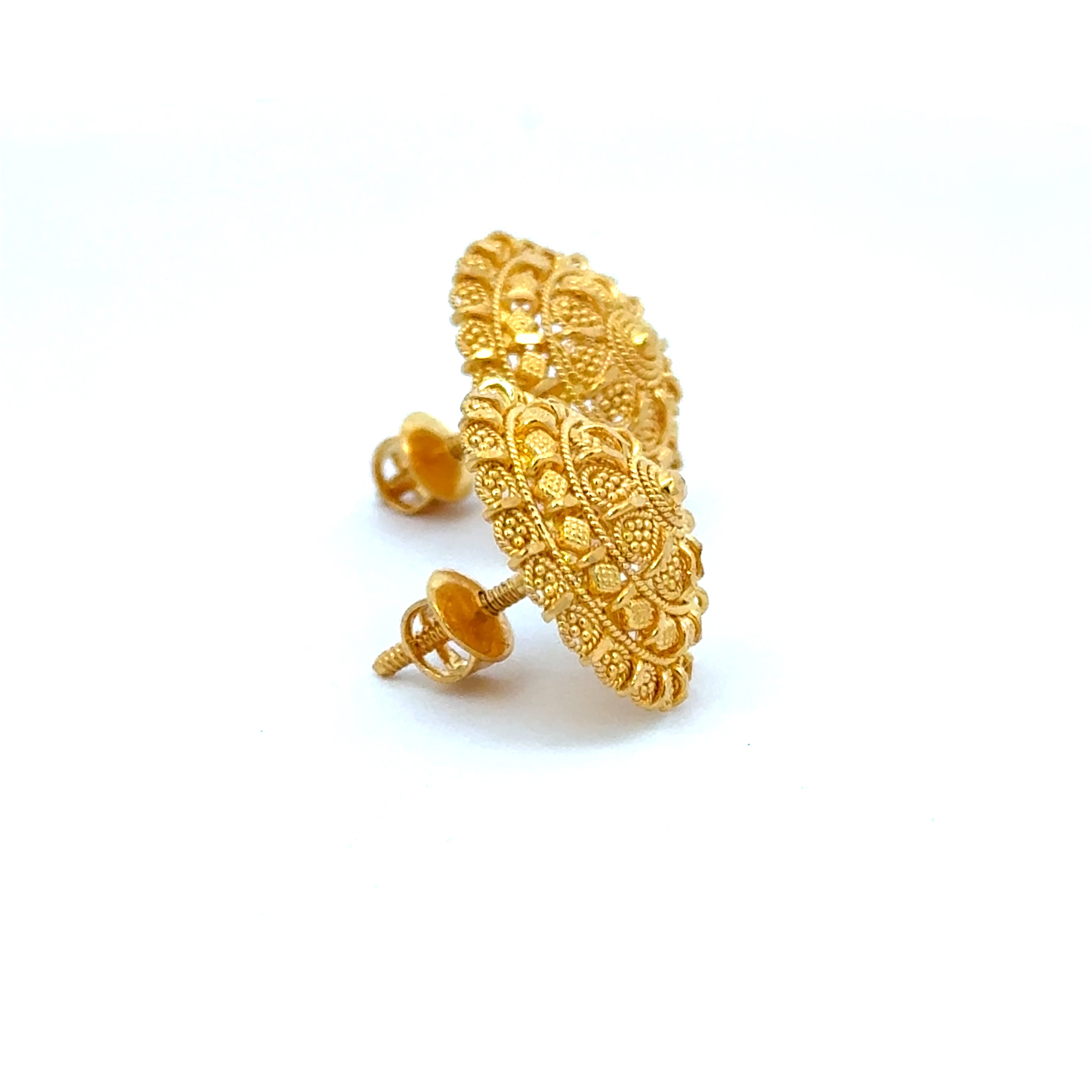 22k Yellow Gold Filigree Medium Earrings with gold weight of 7.58g