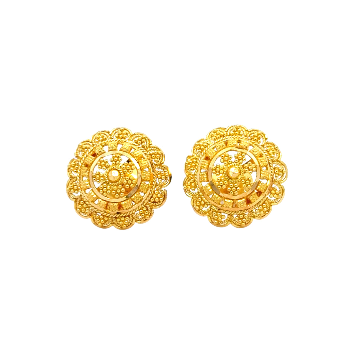 22k Yellow Gold Filigree Medium Earrings with gold weight of 5.52g