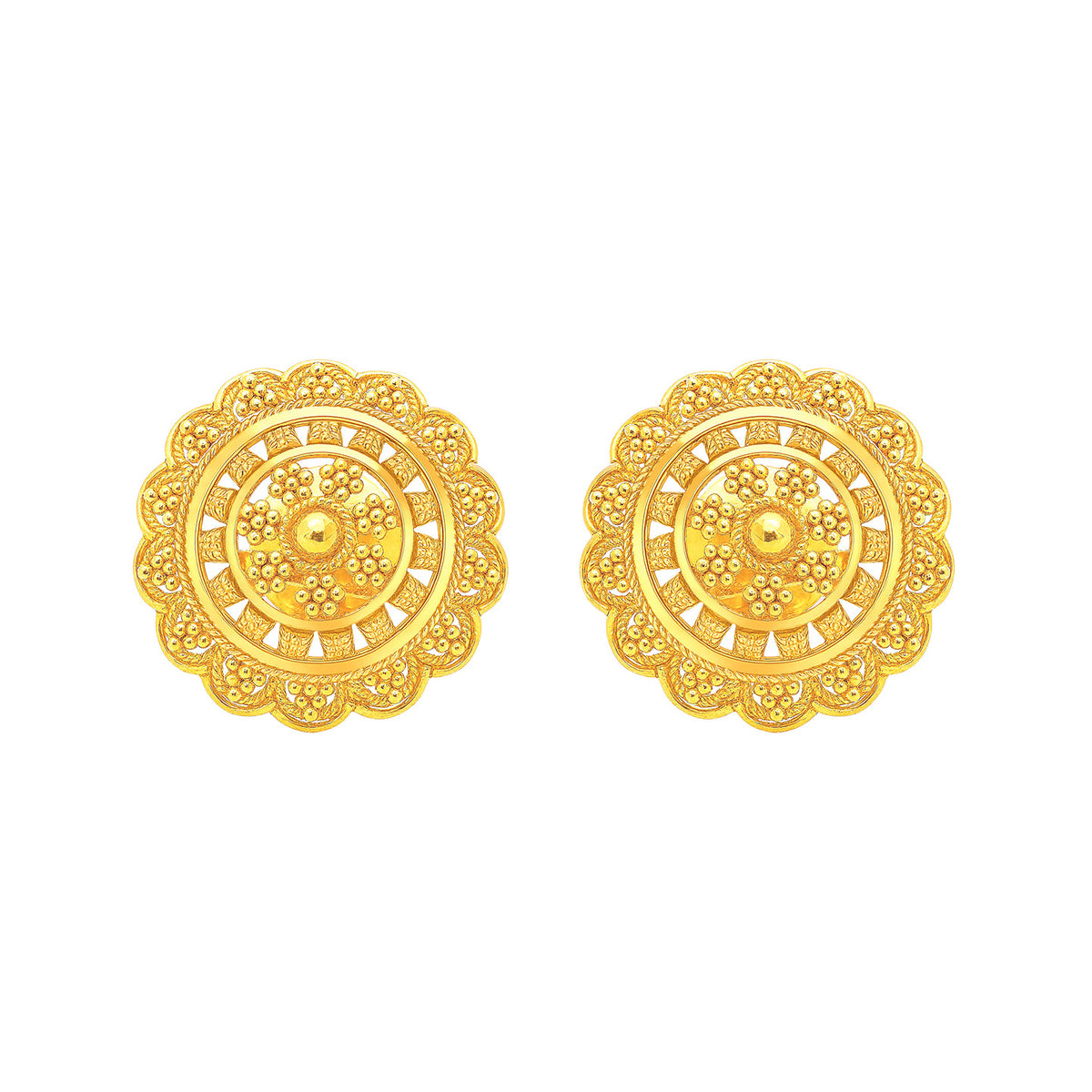 22k Yellow Gold Filigree Medium Earrings with gold weight of 5.52g