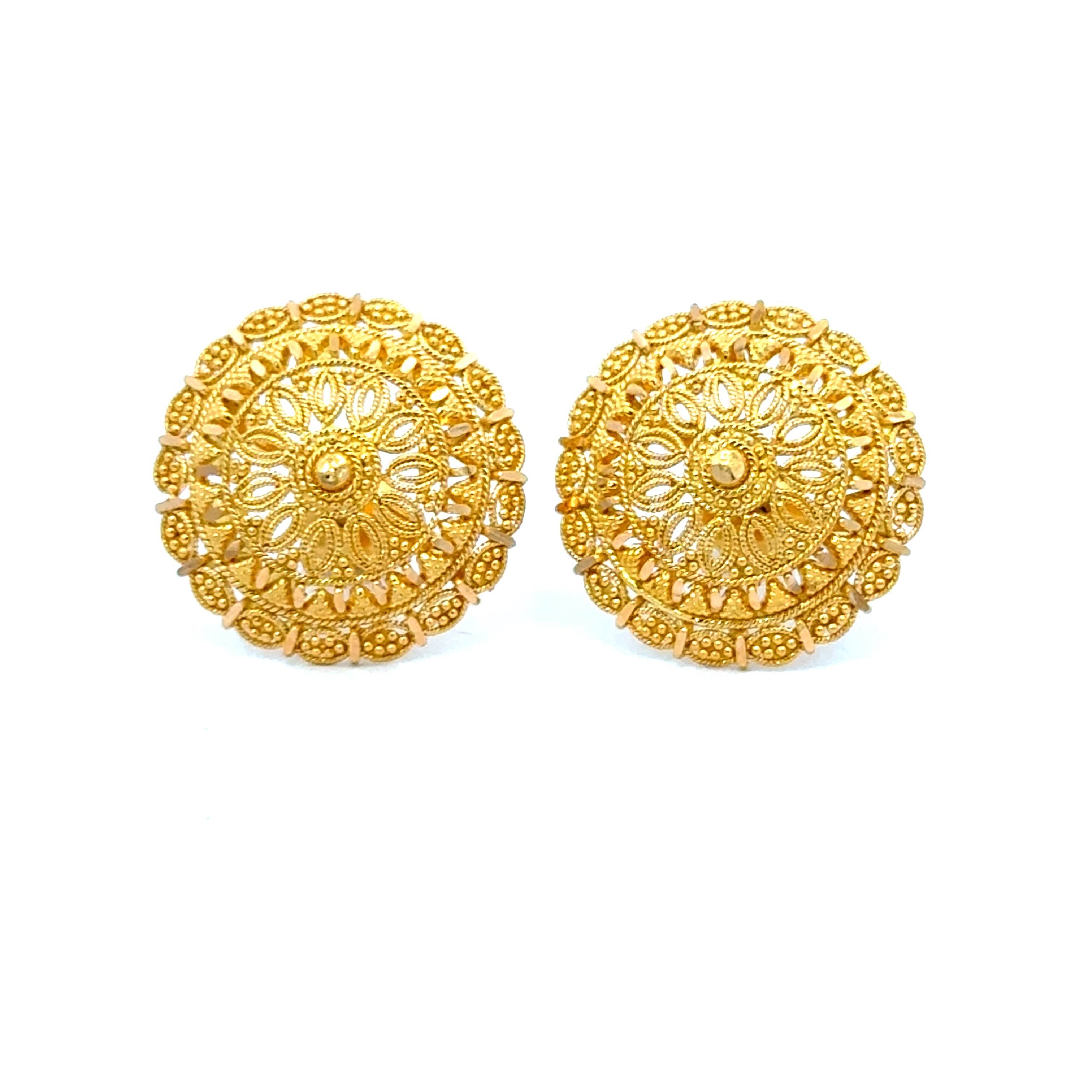 22k Yellow Gold Filigree Medium Earrings with gold weight of 6.95g