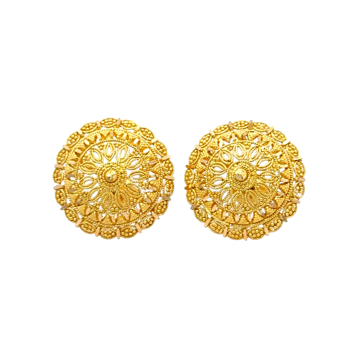 22k Yellow Gold Filigree Medium Earrings with gold weight of 6.95g