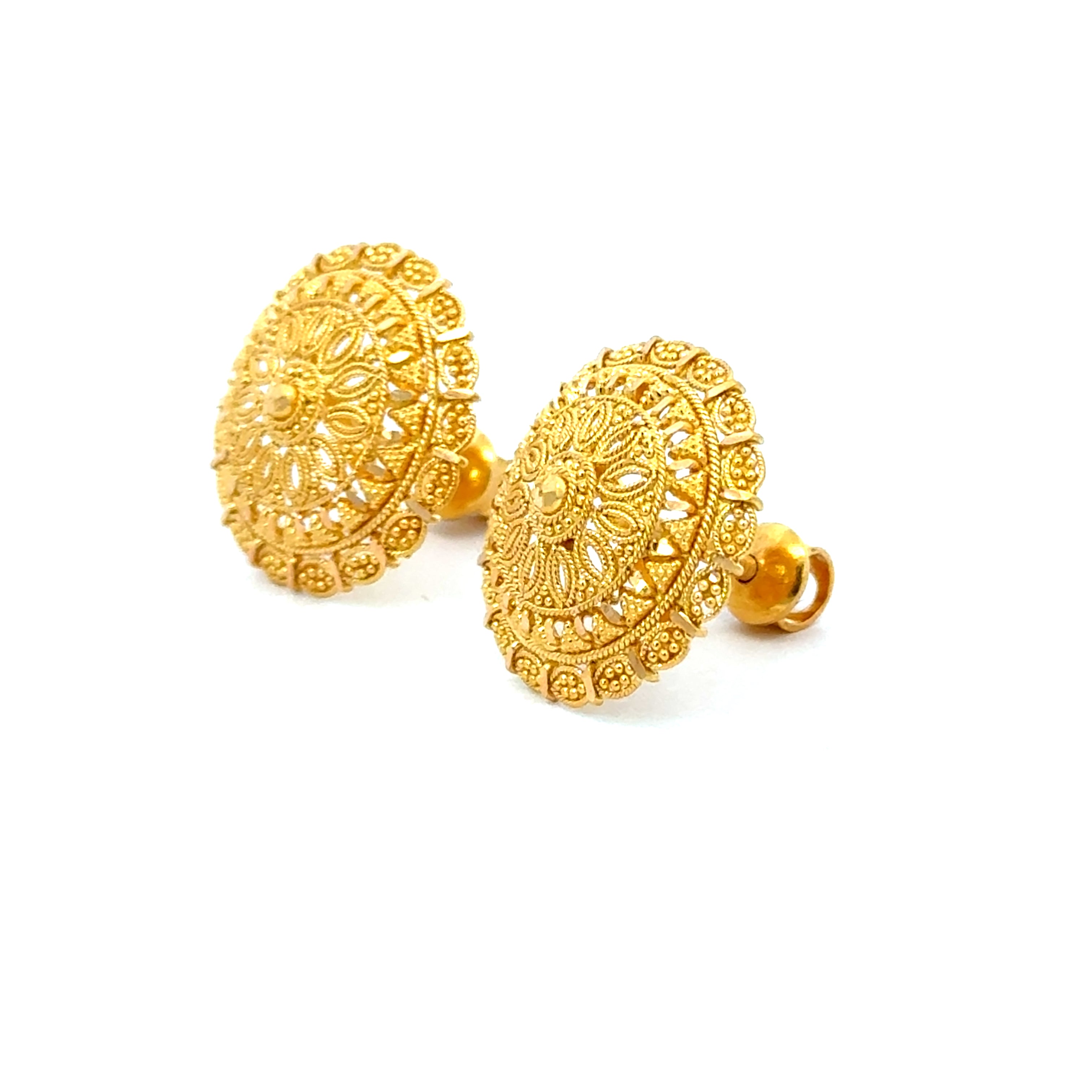 22k Yellow Gold Filigree Medium Earrings with gold weight of 6.95g