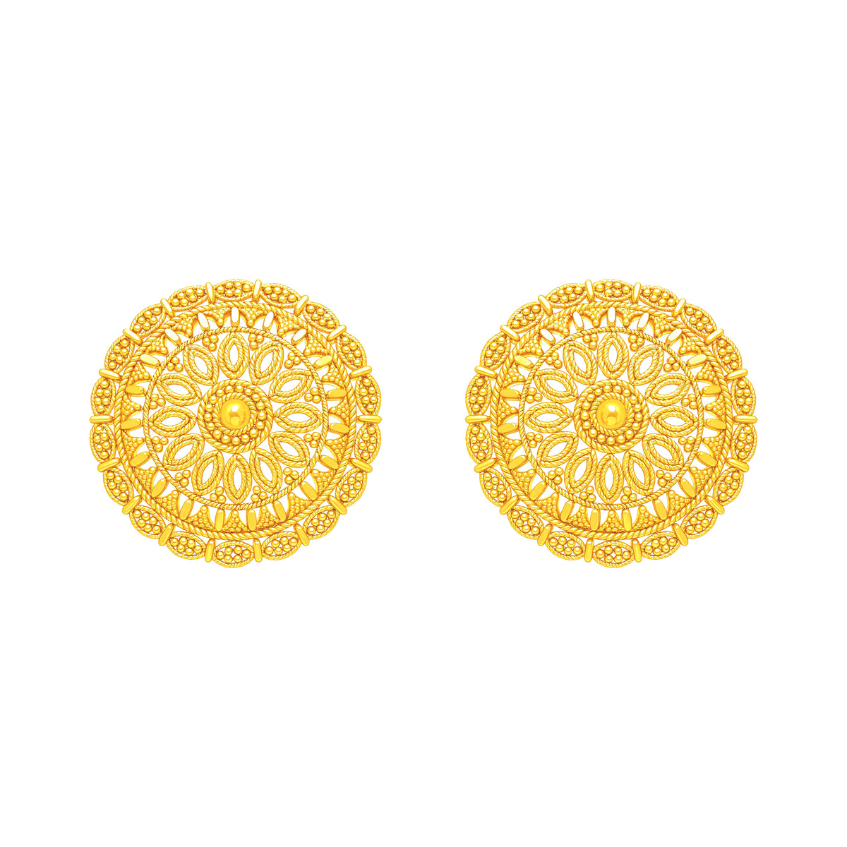 22k Yellow Gold Filigree Medium Earrings with gold weight of 6.95g