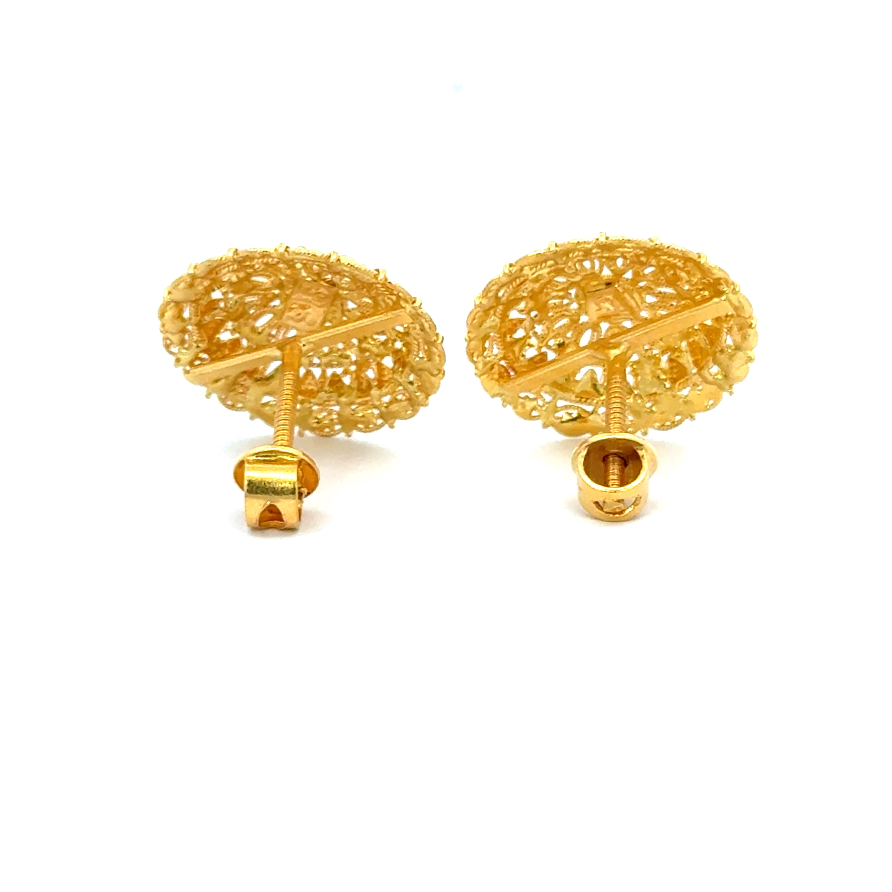 22k Yellow Gold Filigree Medium Earrings with gold weight of 6.95g